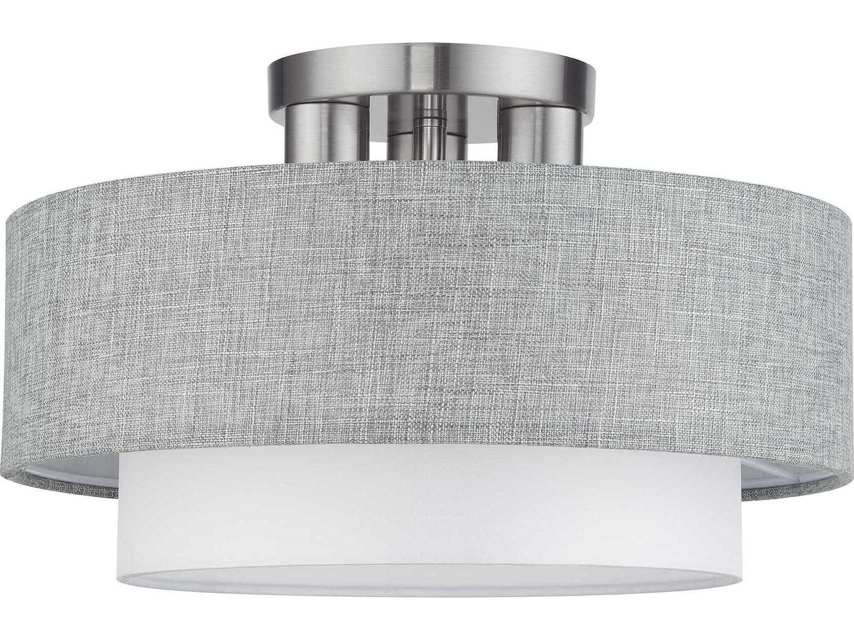 Livex Lighting Brookmeade 3-Light Brushed Nickel Semi Flush Mount