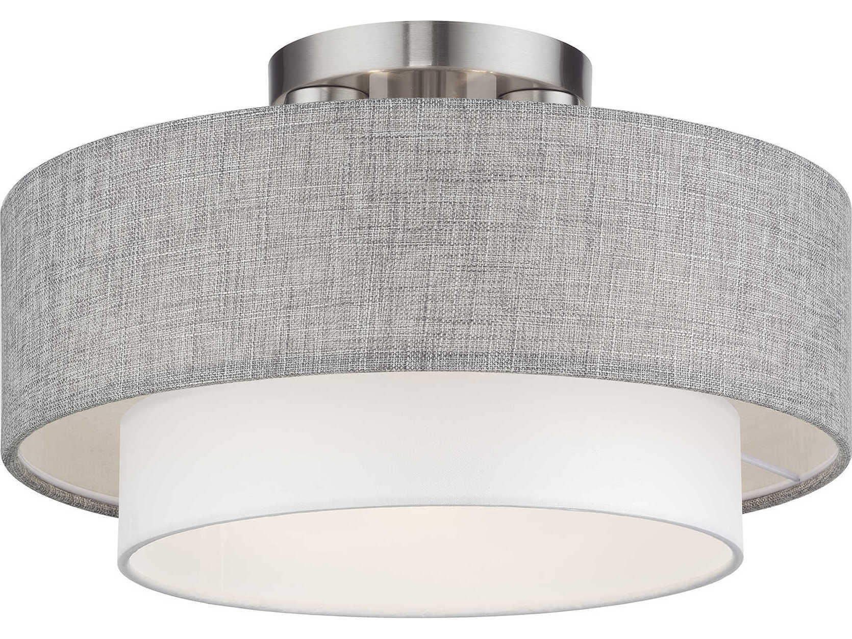 Livex Lighting Brookmeade 3-Light Brushed Nickel Semi Flush Mount