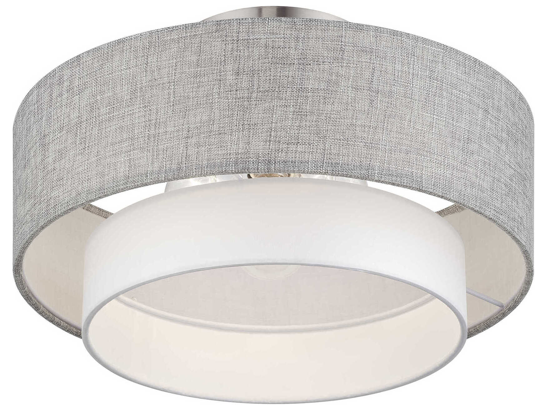 Livex Lighting Brookmeade 3-Light Brushed Nickel Semi Flush Mount