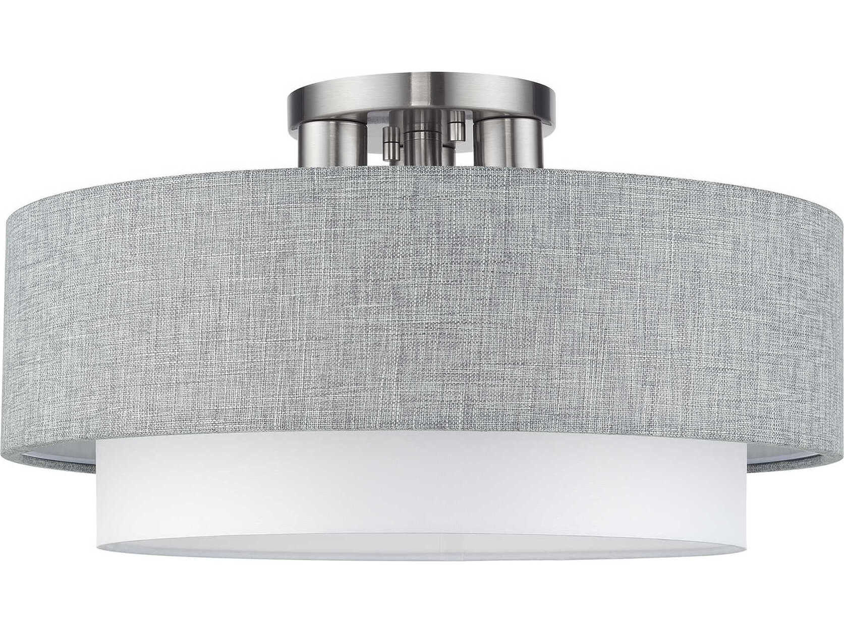 Livex Lighting Brookmeade 3-Light Brushed Nickel Semi Flush Mount