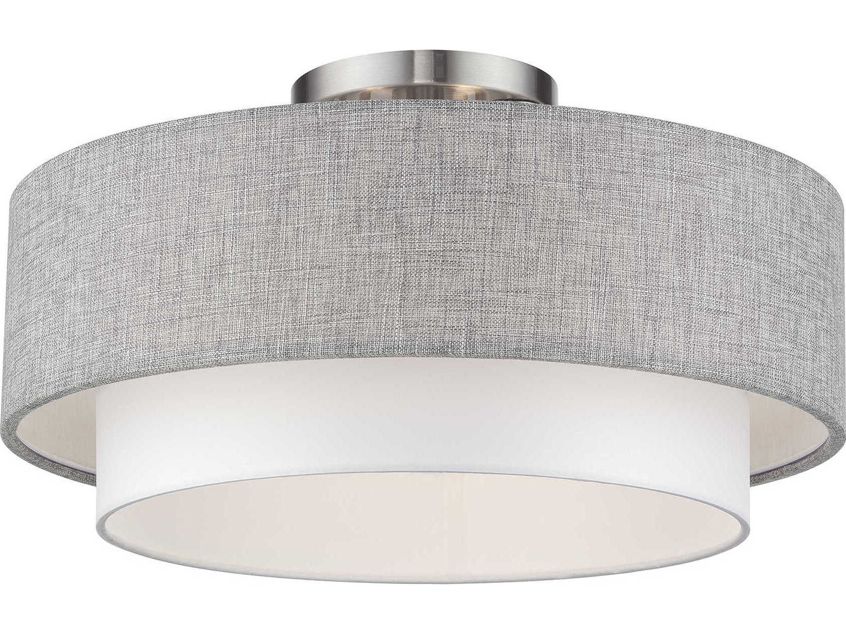 Livex Lighting Brookmeade 3-Light Brushed Nickel Semi Flush Mount