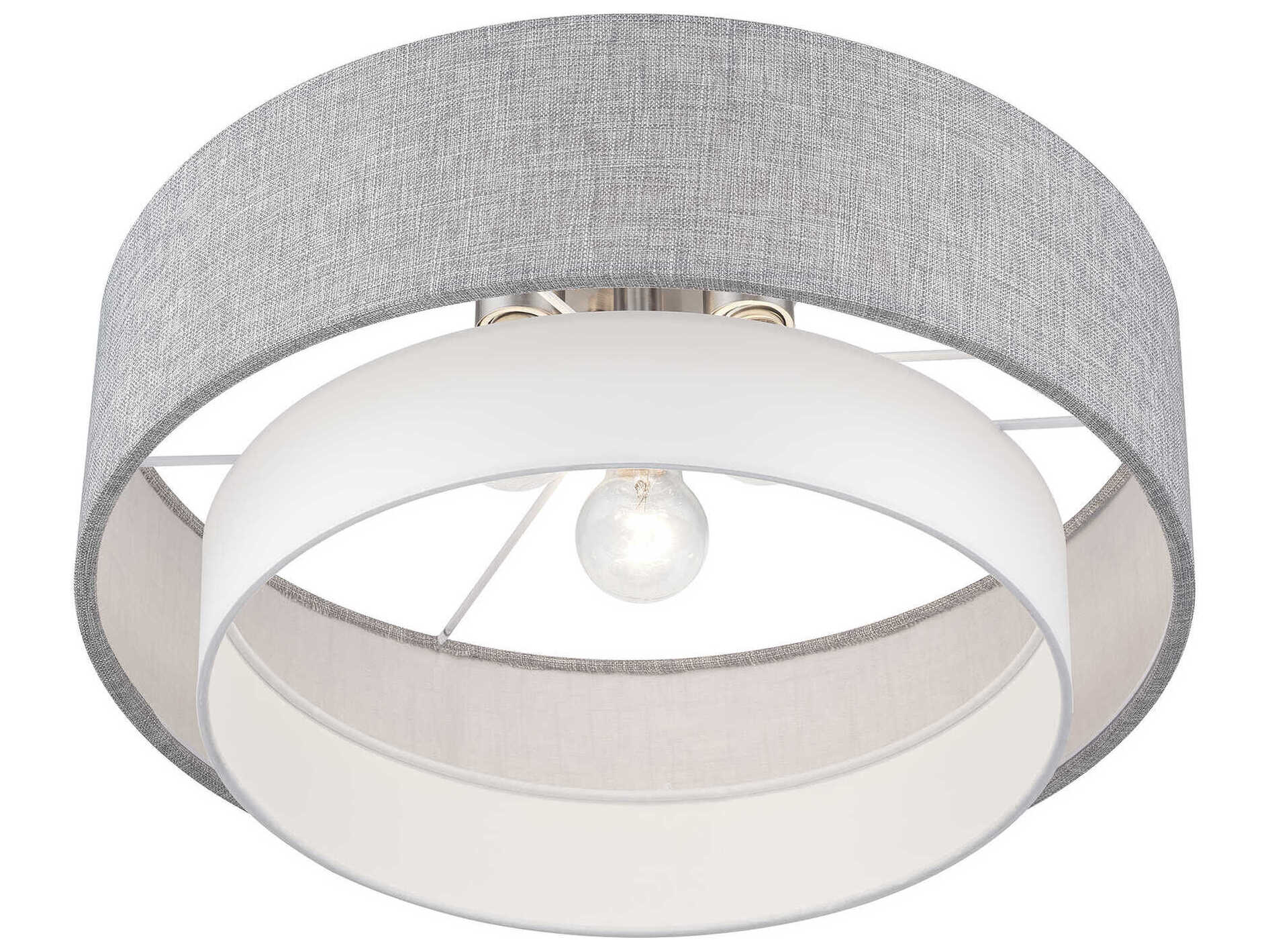 Livex Lighting Brookmeade 3-Light Brushed Nickel Semi Flush Mount