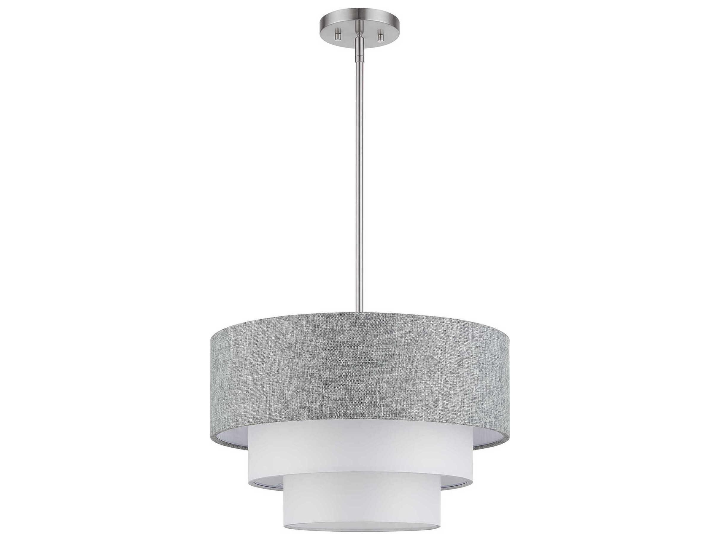 Livex Lighting Brookmeade 3-Light Brushed Nickel Tiered Pendant