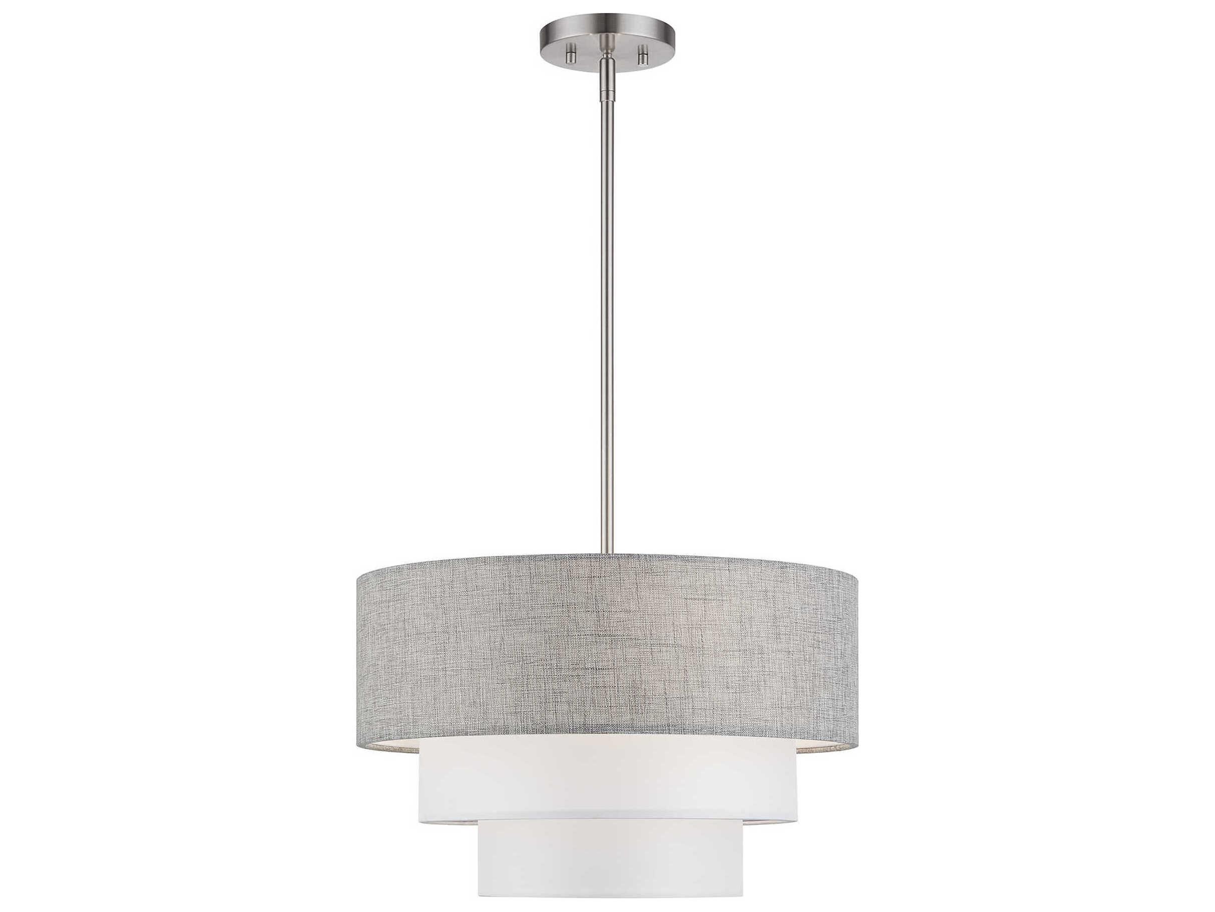 Livex Lighting Brookmeade 3-Light Brushed Nickel Tiered Pendant