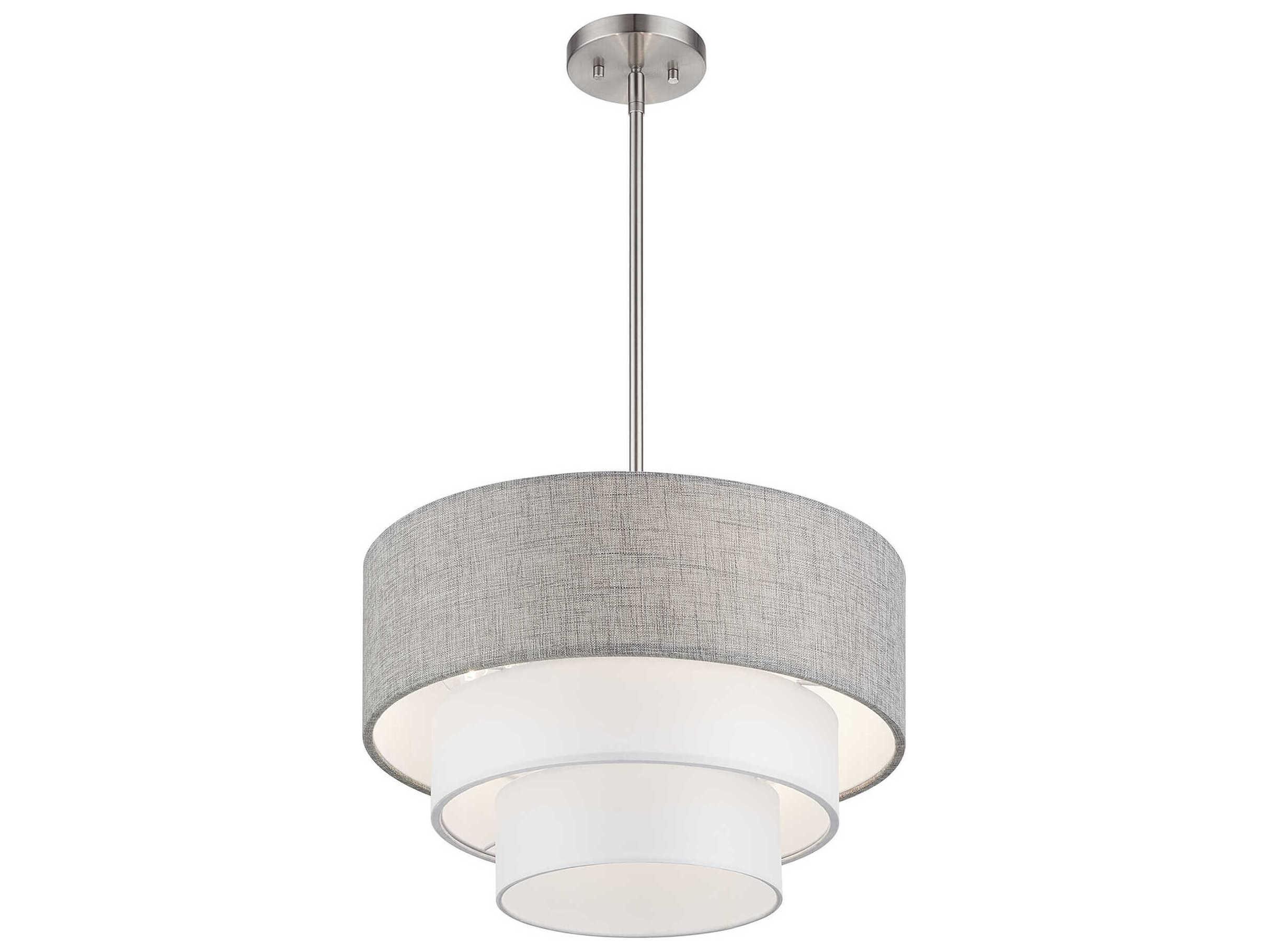 Livex Lighting Brookmeade 3-Light Brushed Nickel Tiered Pendant