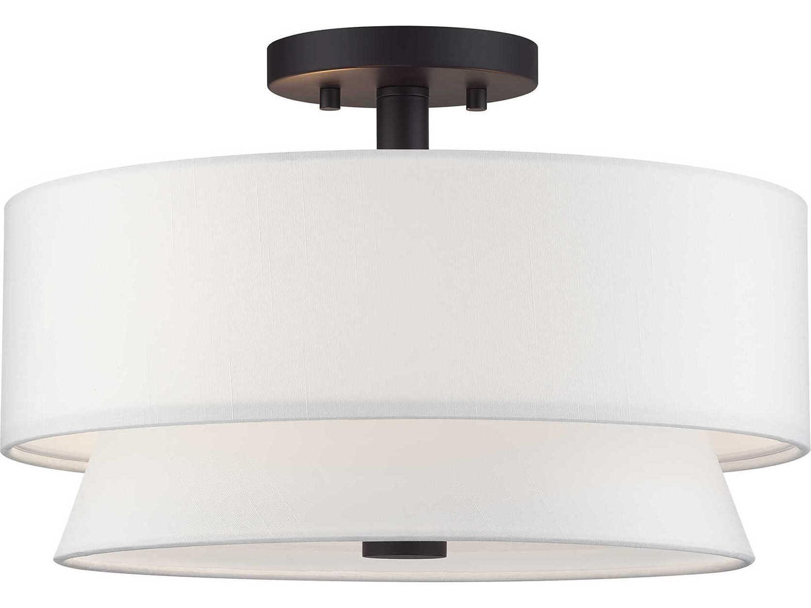 Livex Lighting Fontana 3-Light Bronze Drum Semi Flush Mount