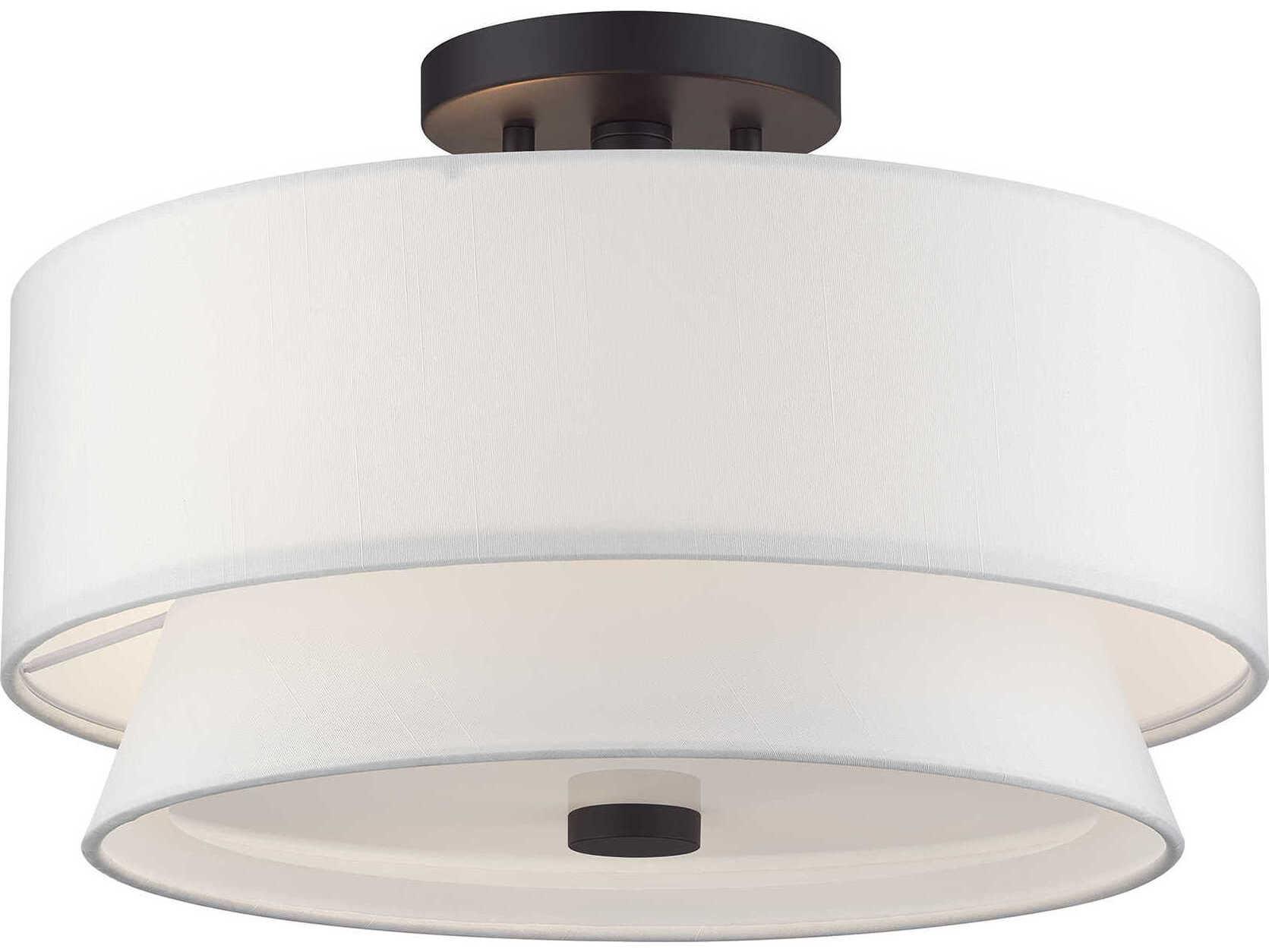 Livex Lighting Fontana 3-Light Bronze Drum Semi Flush Mount