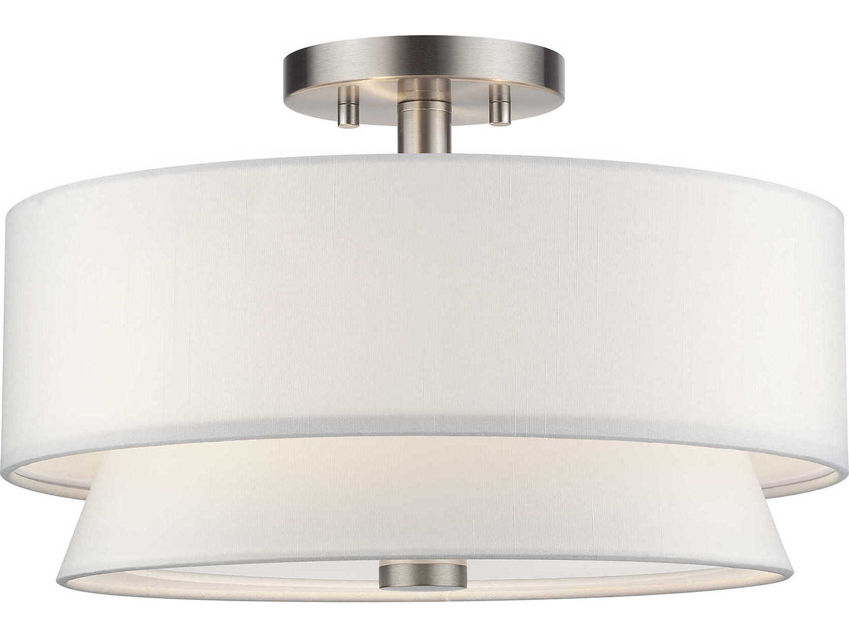 Livex Lighting Fontana 3-Light Brushed Nickel Drum Semi Flush Mount