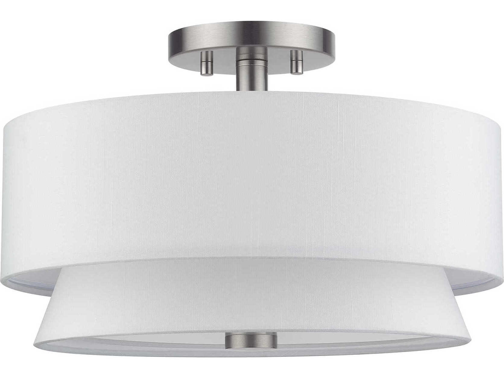 Livex Lighting Fontana 3-Light Brushed Nickel Drum Semi Flush Mount