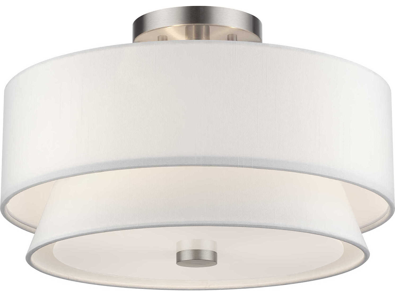 Livex Lighting Fontana 3-Light Brushed Nickel Drum Semi Flush Mount