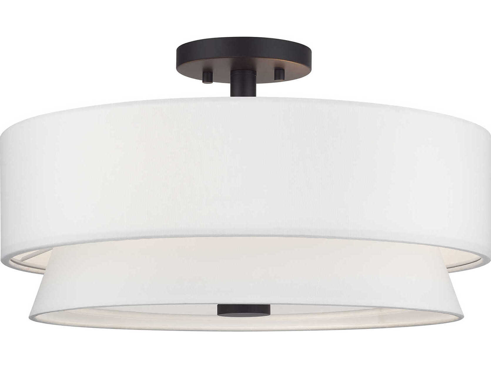 Livex Lighting Fontana 4-Light Bronze Drum Semi Flush Mount