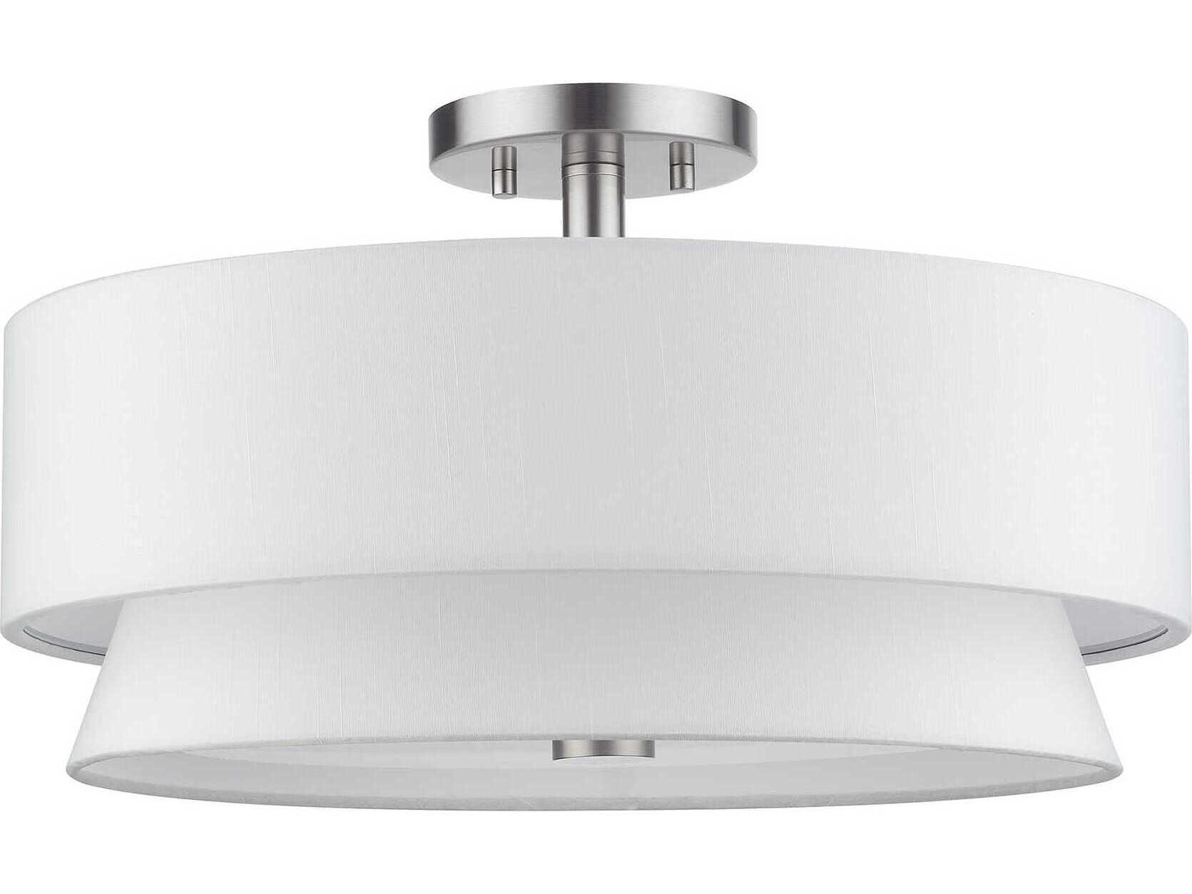 Livex Lighting Fontana 4-Light Brushed Nickel Drum Semi Flush Mount