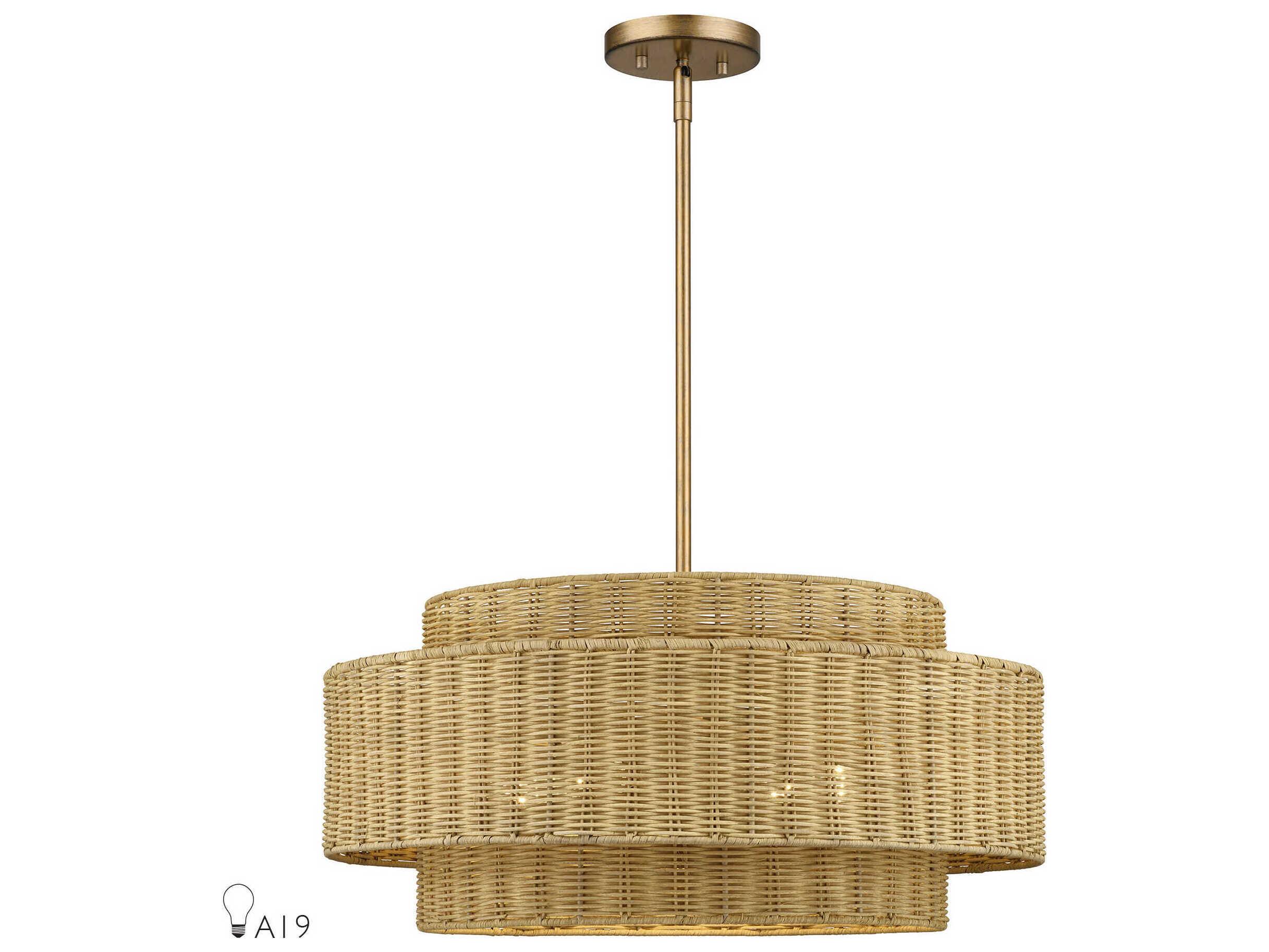 Livex Lighting Weavington 5-Light Antique Gold Leaf Drum Pendant