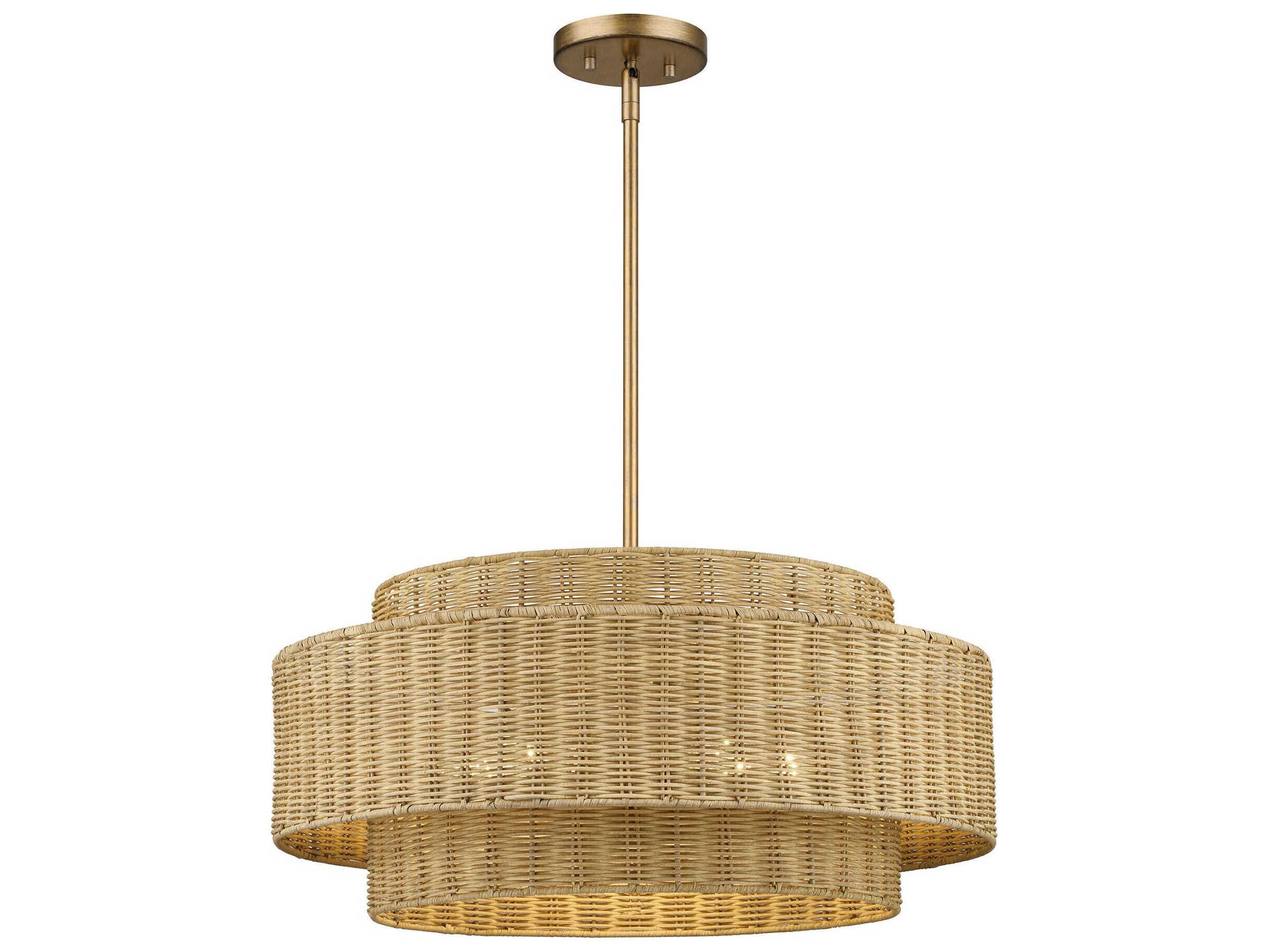 Livex Lighting Weavington 5-Light Antique Gold Leaf Drum Pendant