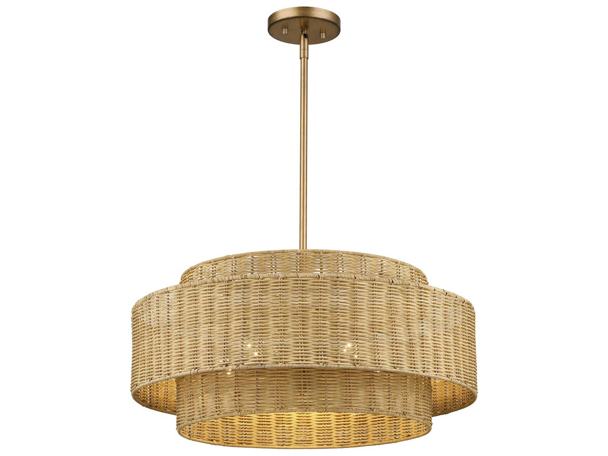 Livex Lighting Weavington 5-Light Antique Gold Leaf Drum Pendant