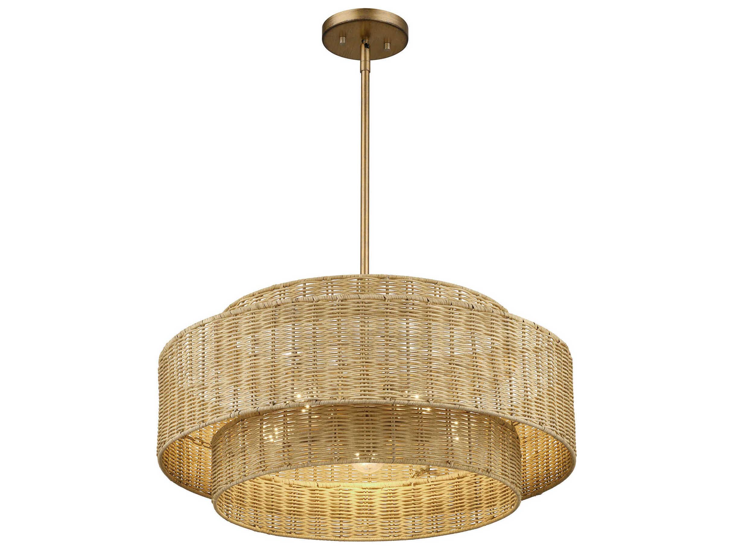 Livex Lighting Weavington 5-Light Antique Gold Leaf Drum Pendant