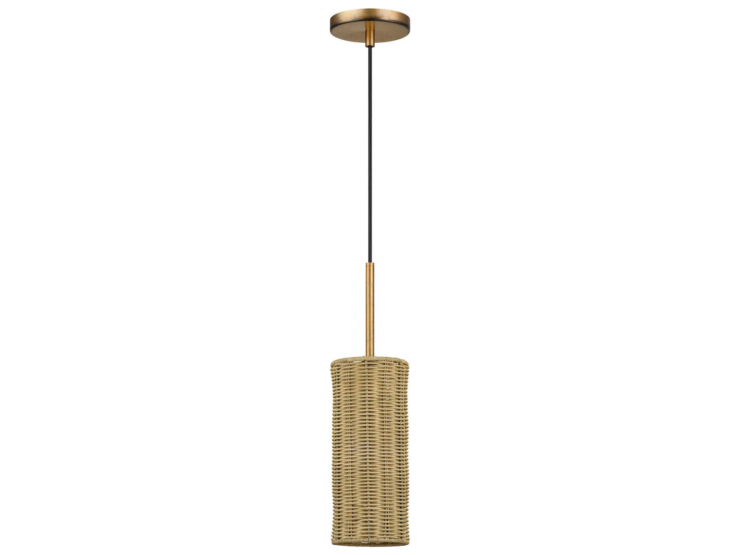 Livex Lighting Weavington 1-Light Antique Gold Leaf Cylinder Mini Pendant