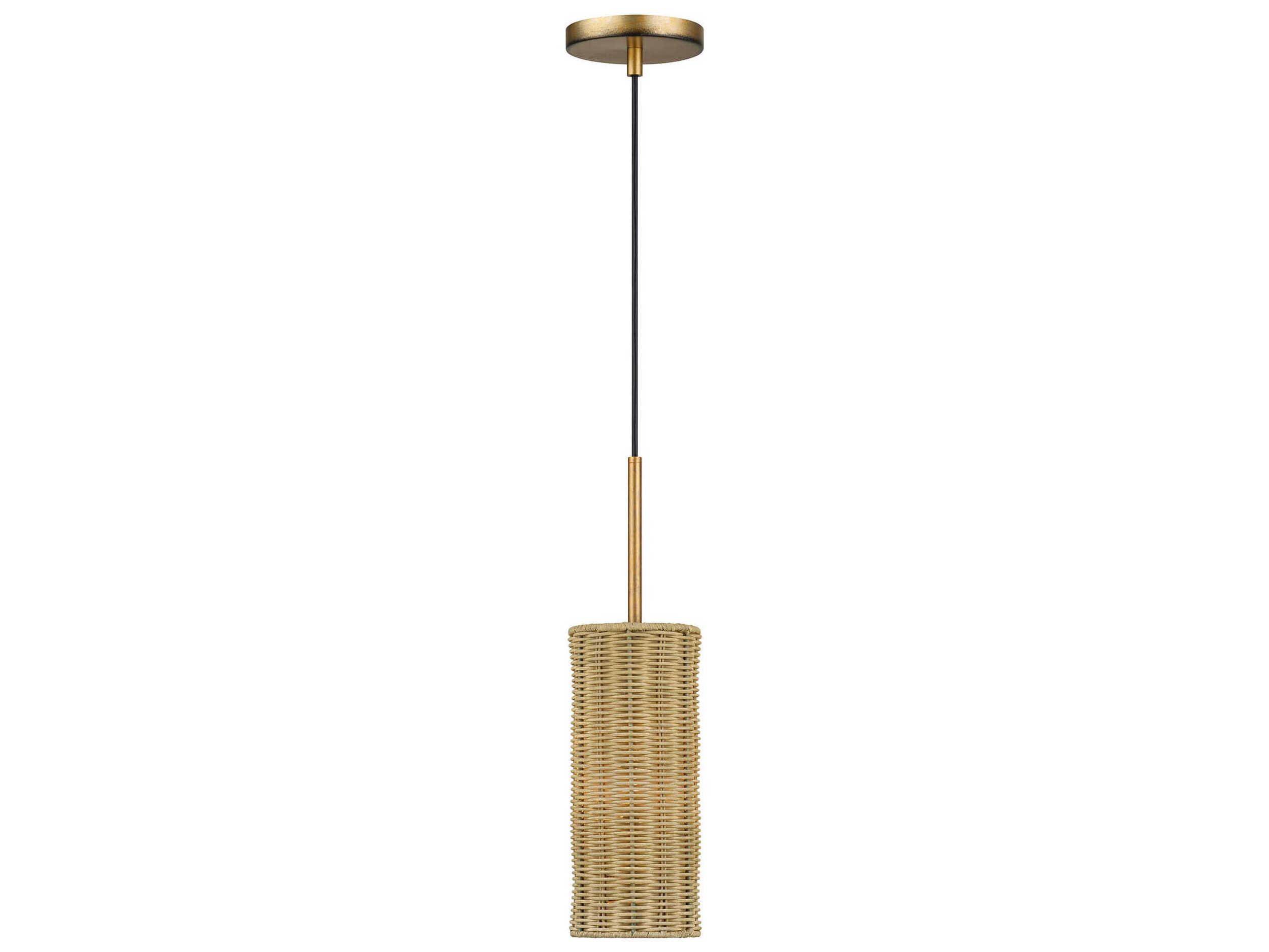Livex Lighting Weavington 1-Light Antique Gold Leaf Cylinder Mini Pendant