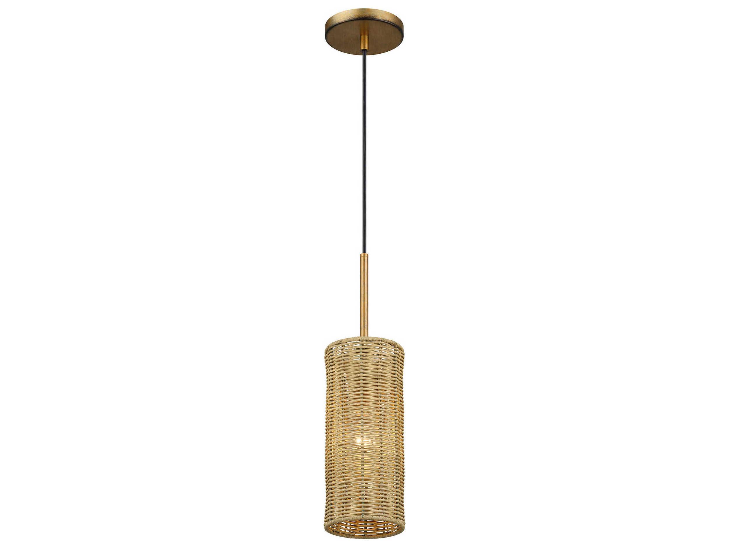 Livex Lighting Weavington 1-Light Antique Gold Leaf Cylinder Mini Pendant