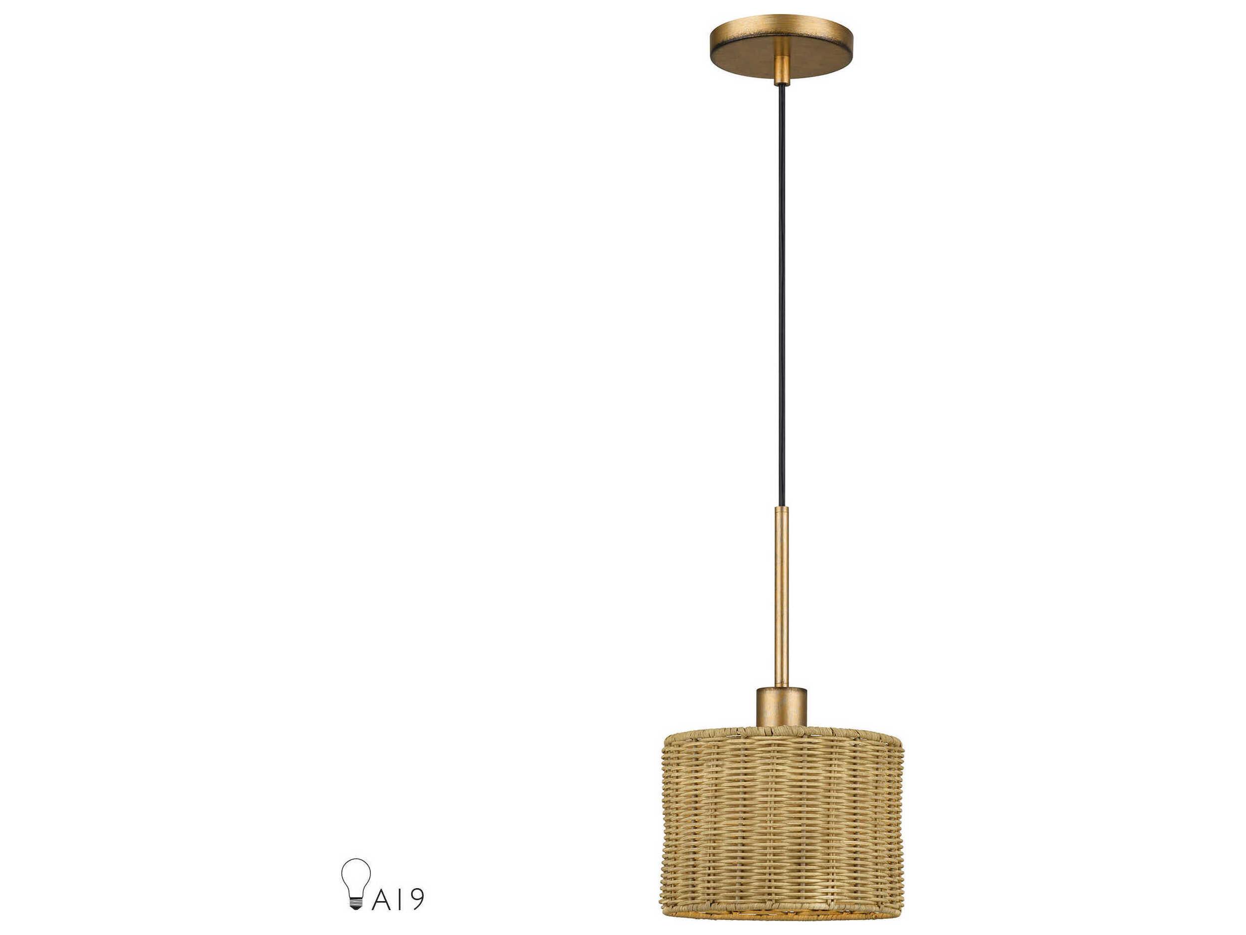 Livex Lighting Weavington 1-Light Antique Gold Leaf Drum Mini Pendant
