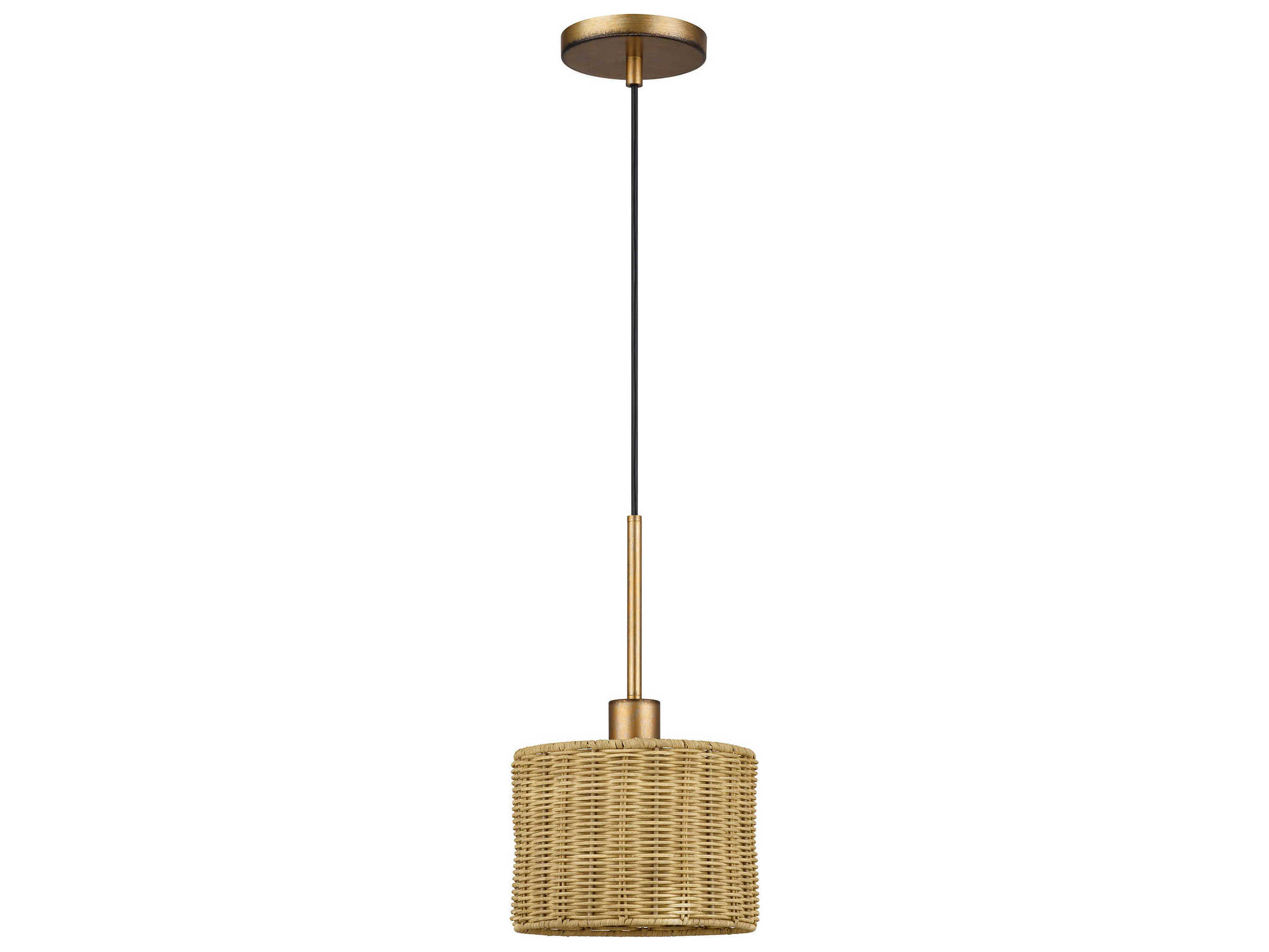 Livex Lighting Weavington 1-Light Antique Gold Leaf Drum Mini Pendant