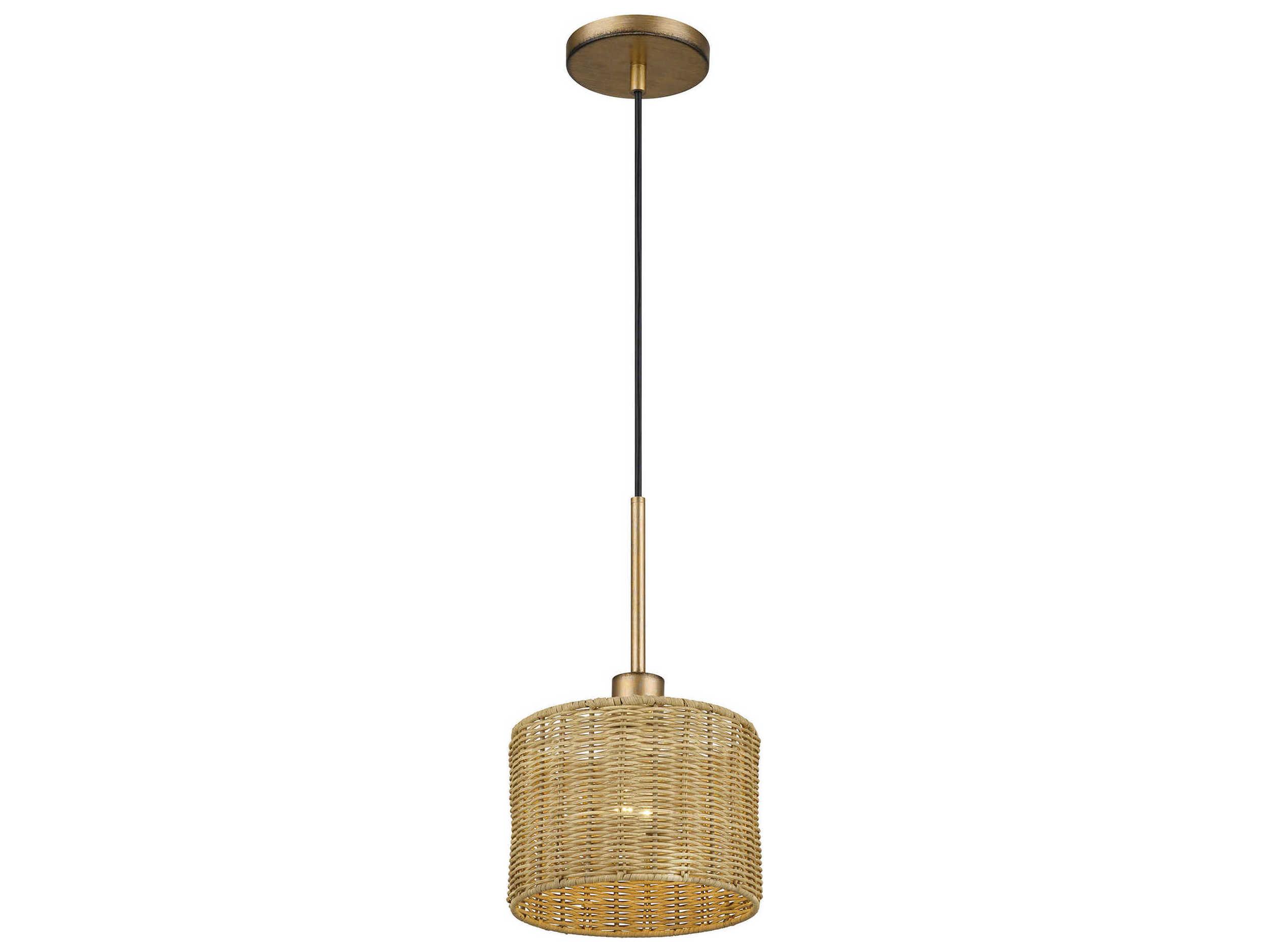 Livex Lighting Weavington 1-Light Antique Gold Leaf Drum Mini Pendant