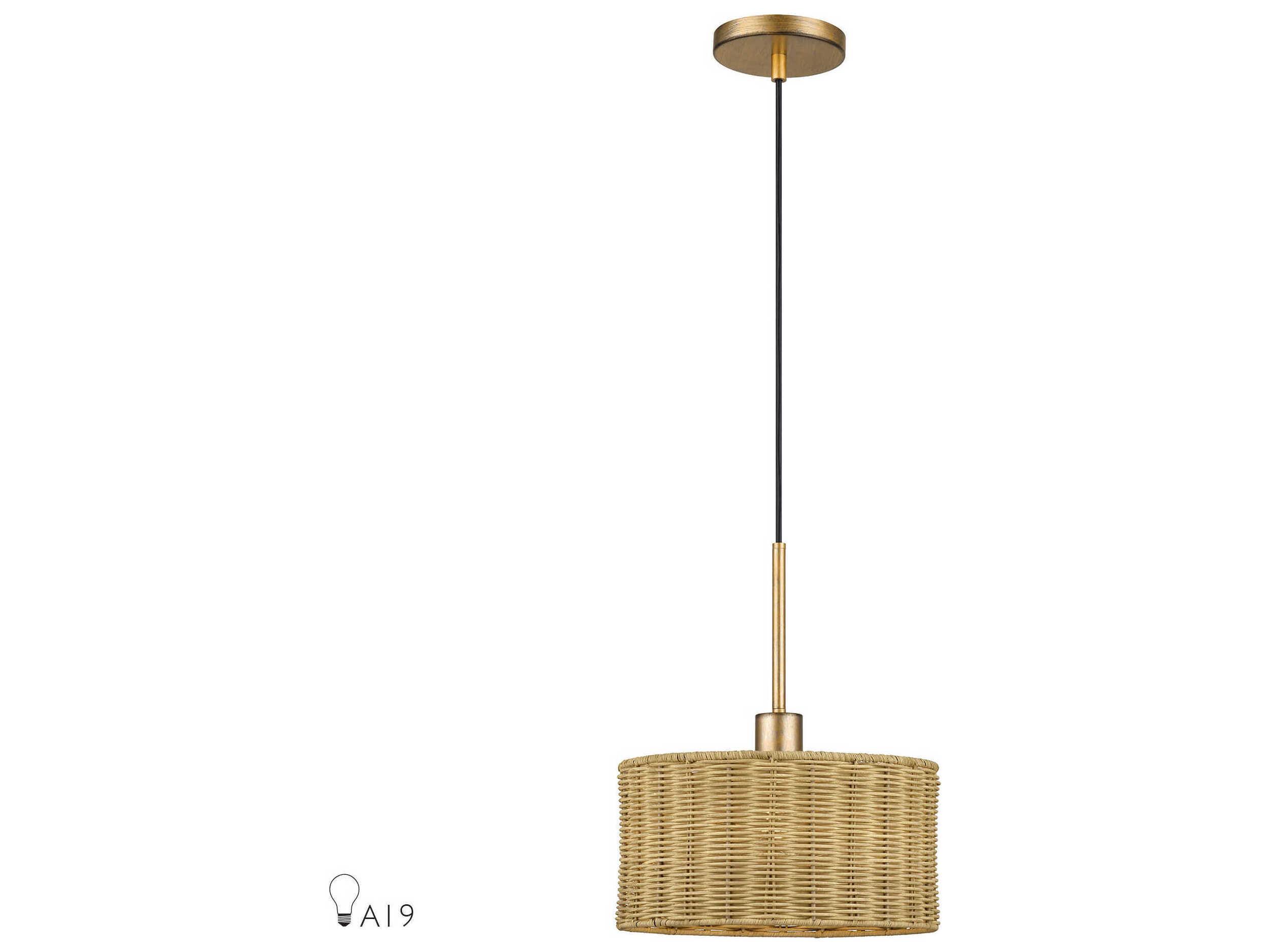 Livex Lighting Weavington 1-Light Antique Gold Leaf Drum Mini Pendant