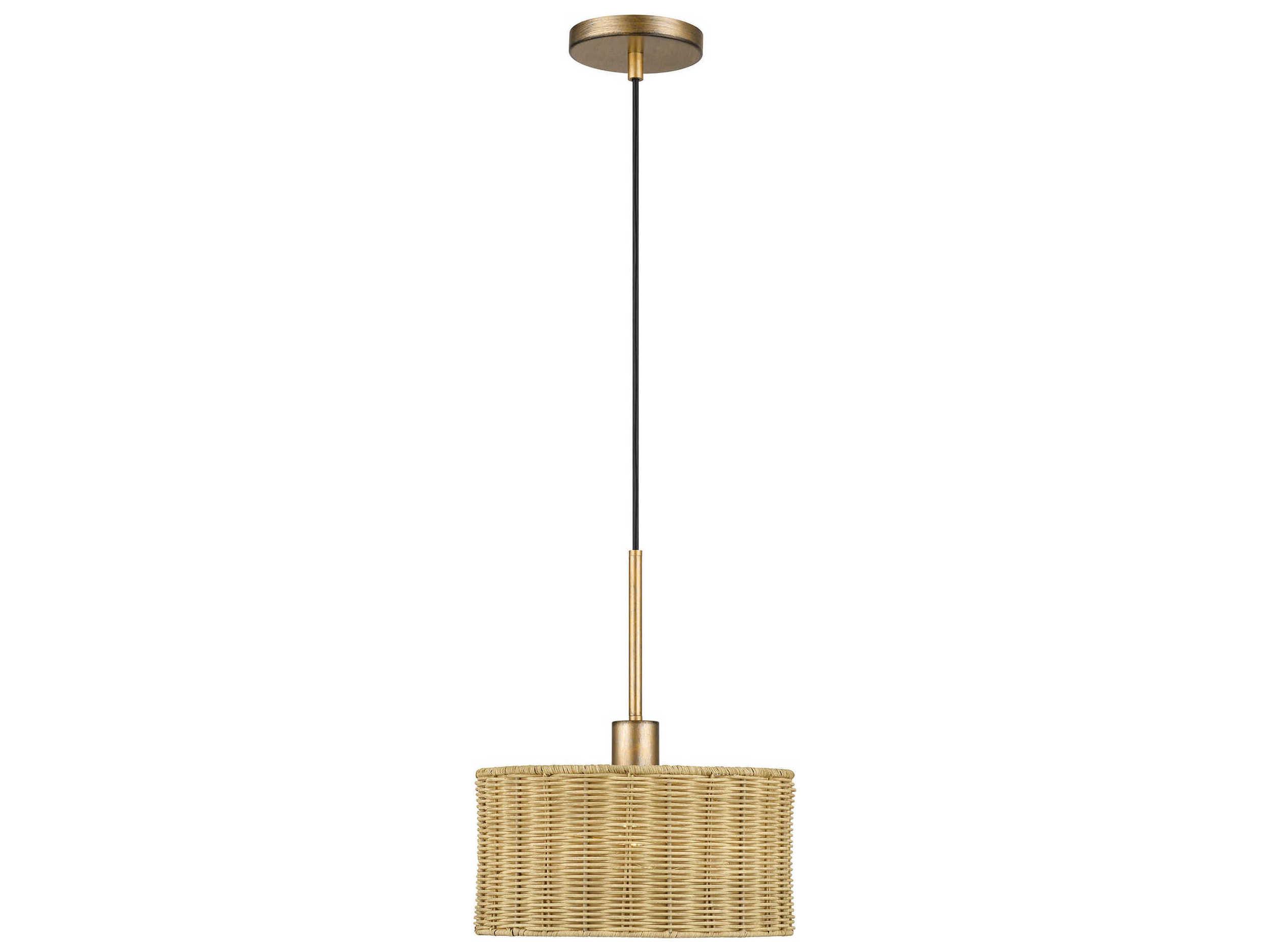 Livex Lighting Weavington 1-Light Antique Gold Leaf Drum Mini Pendant