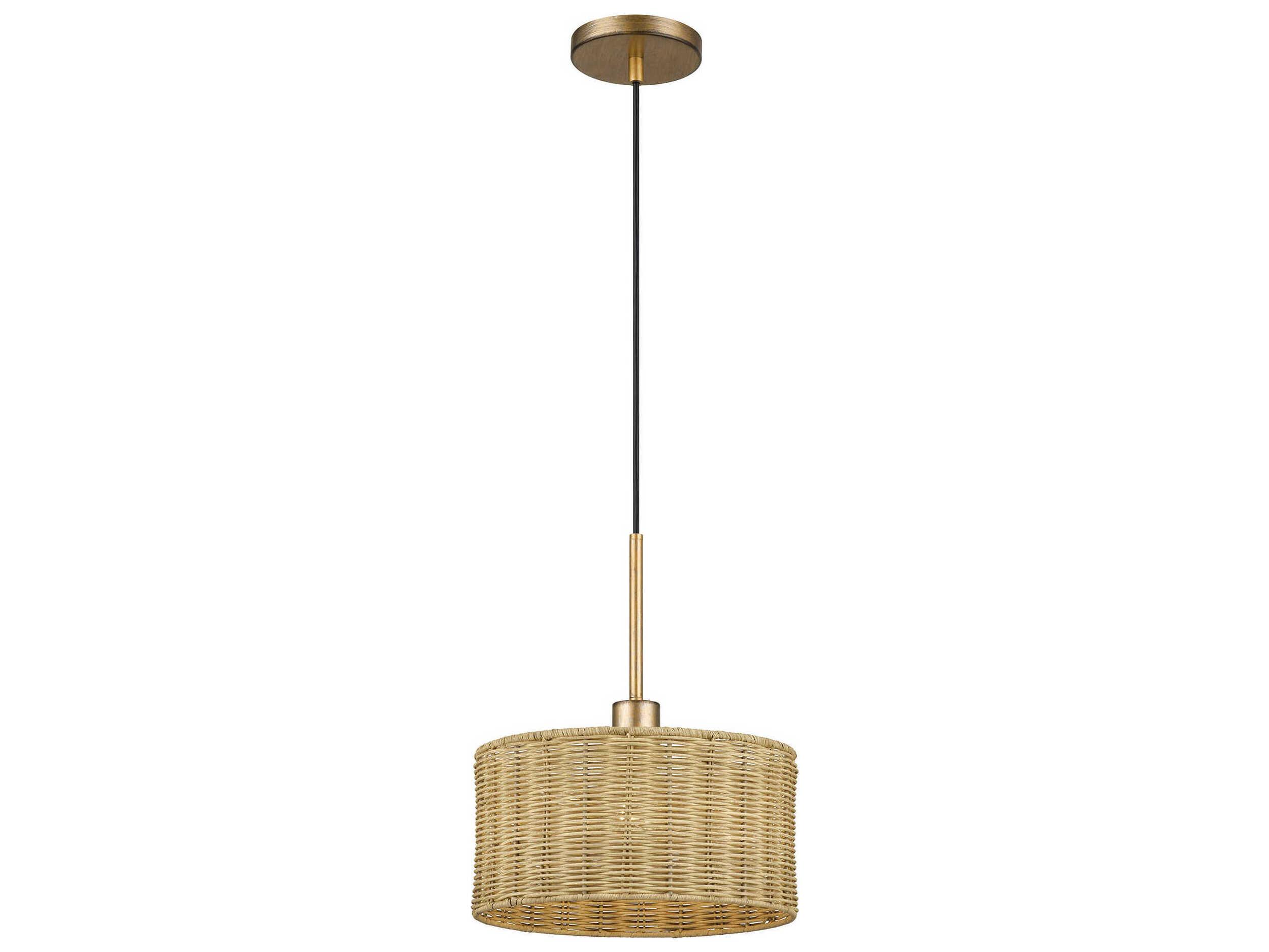 Livex Lighting Weavington 1-Light Antique Gold Leaf Drum Mini Pendant