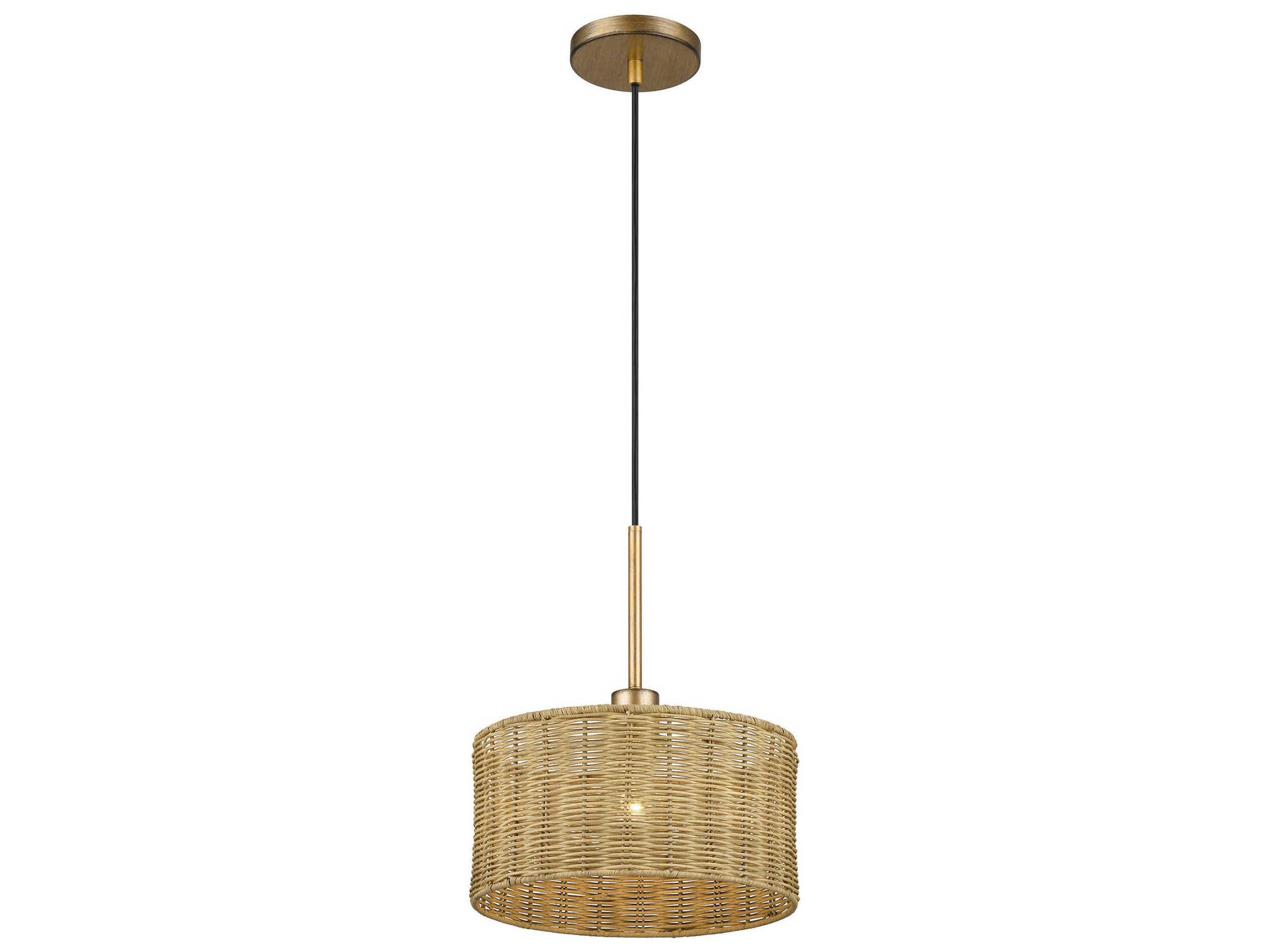 Livex Lighting Weavington 1-Light Antique Gold Leaf Drum Mini Pendant