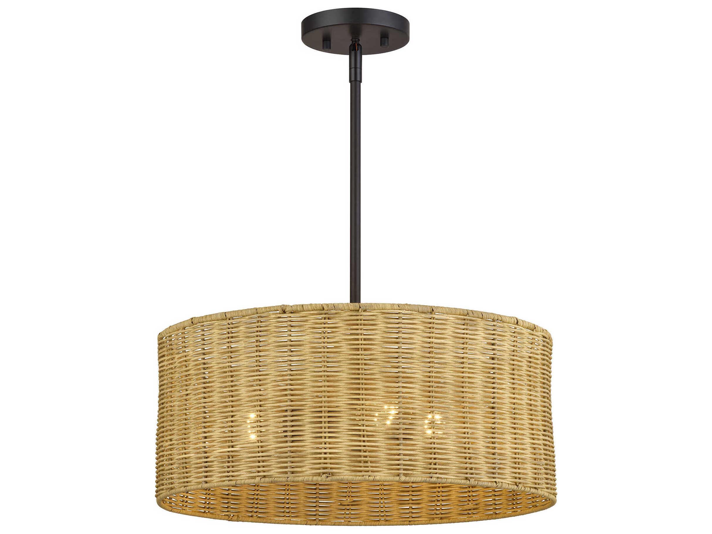 Livex Lighting Weavington 3-Light Bronze Drum Pendant