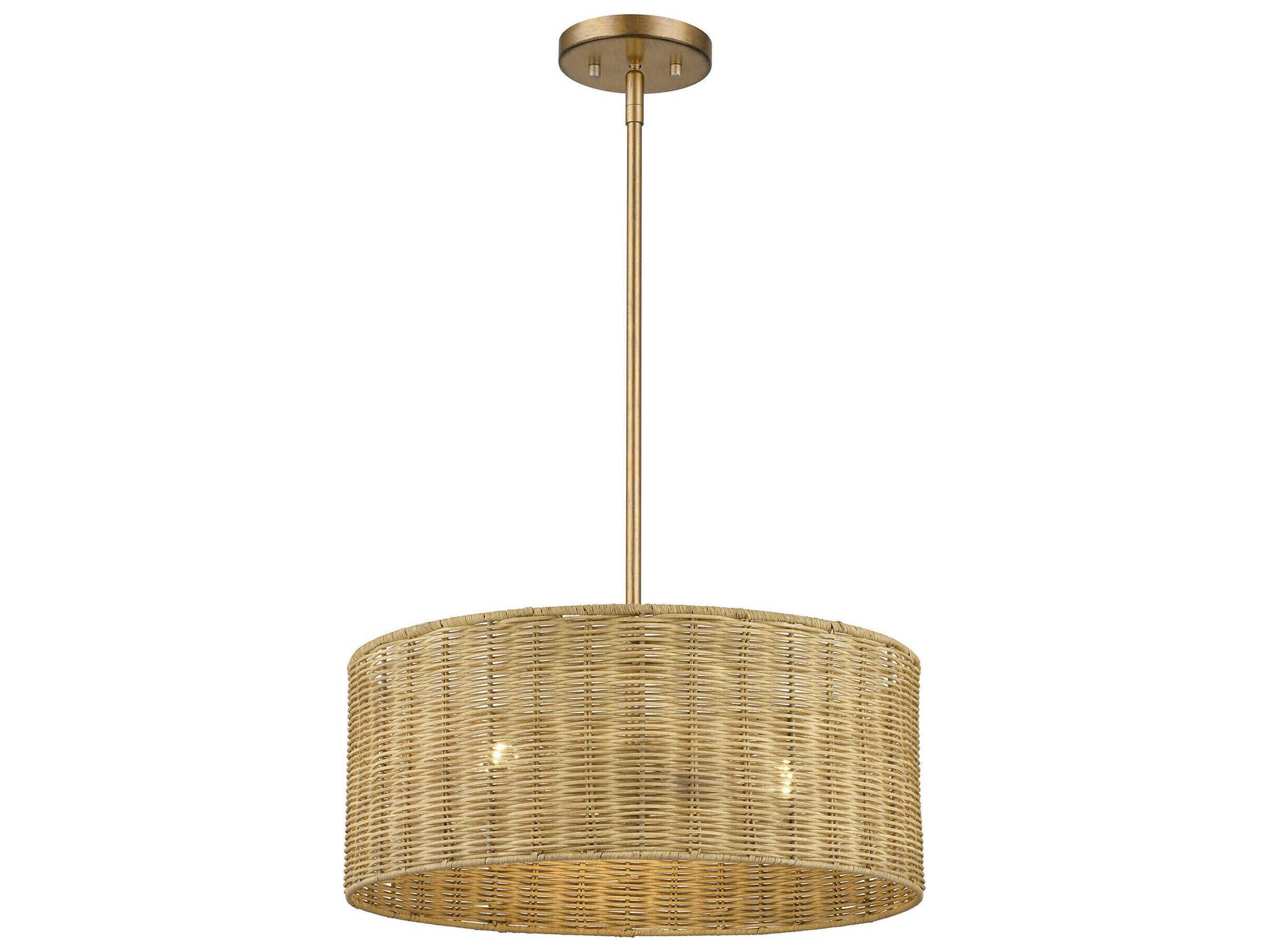 Livex Lighting Weavington 3-Light Antique Gold Leaf Drum Pendant