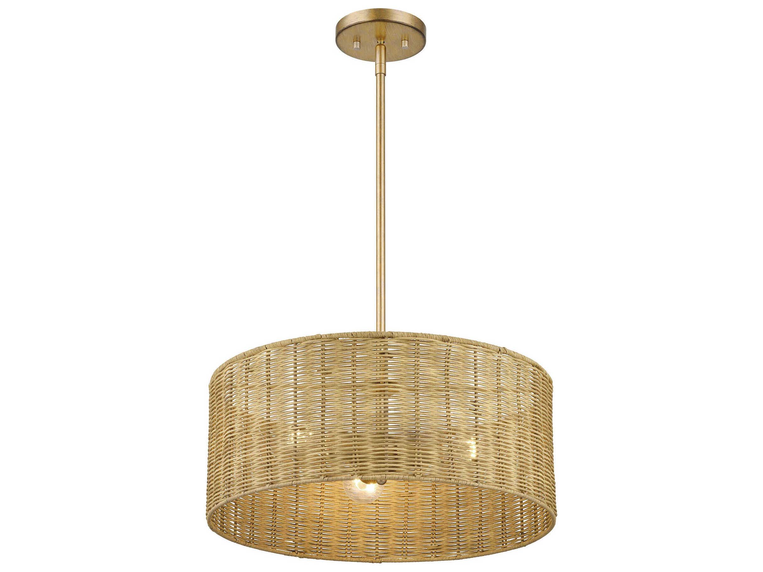 Livex Lighting Weavington 3-Light Antique Gold Leaf Drum Pendant