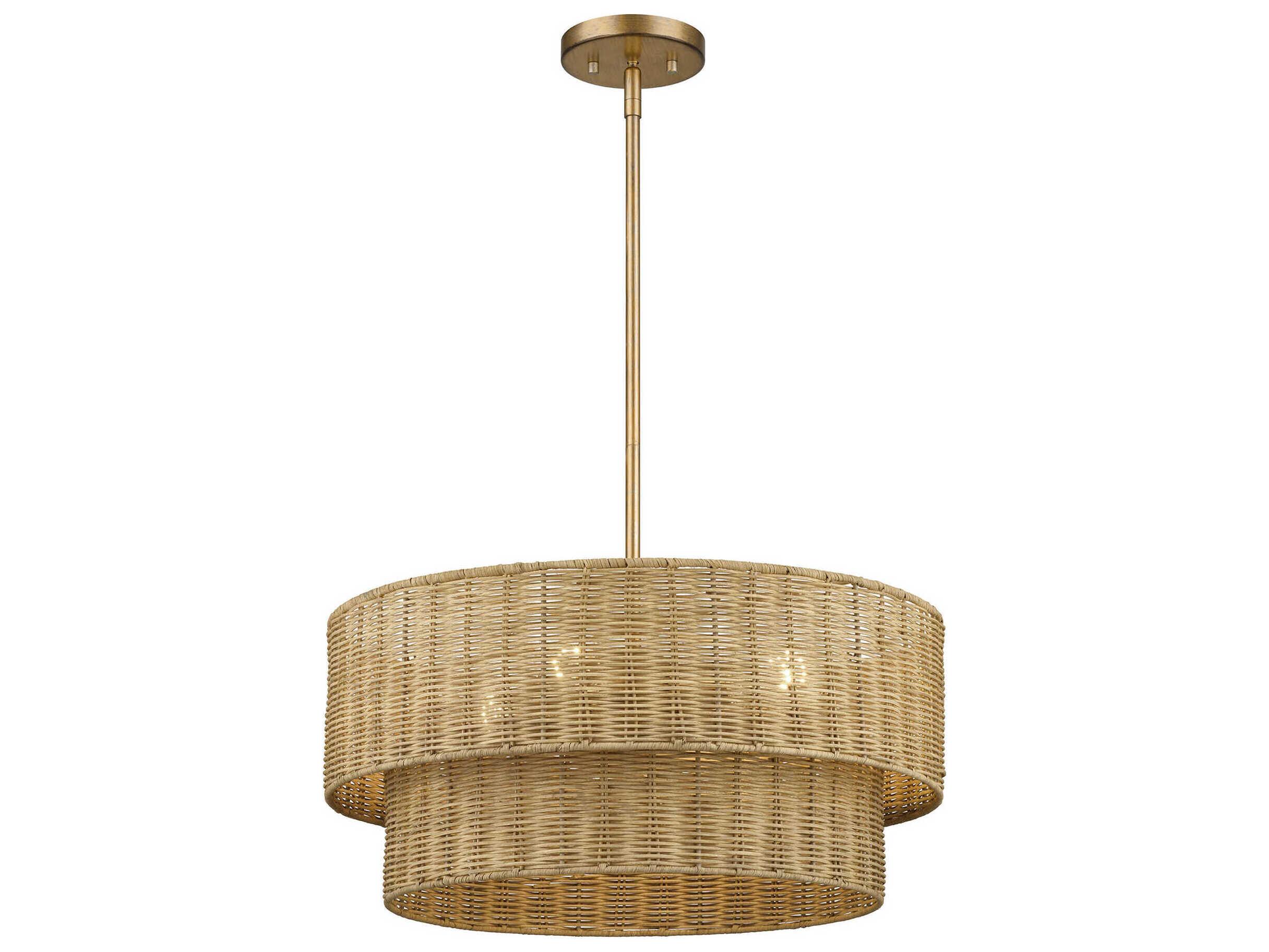 Livex Lighting Weavington 4-Light Antique Gold Leaf Drum Pendant