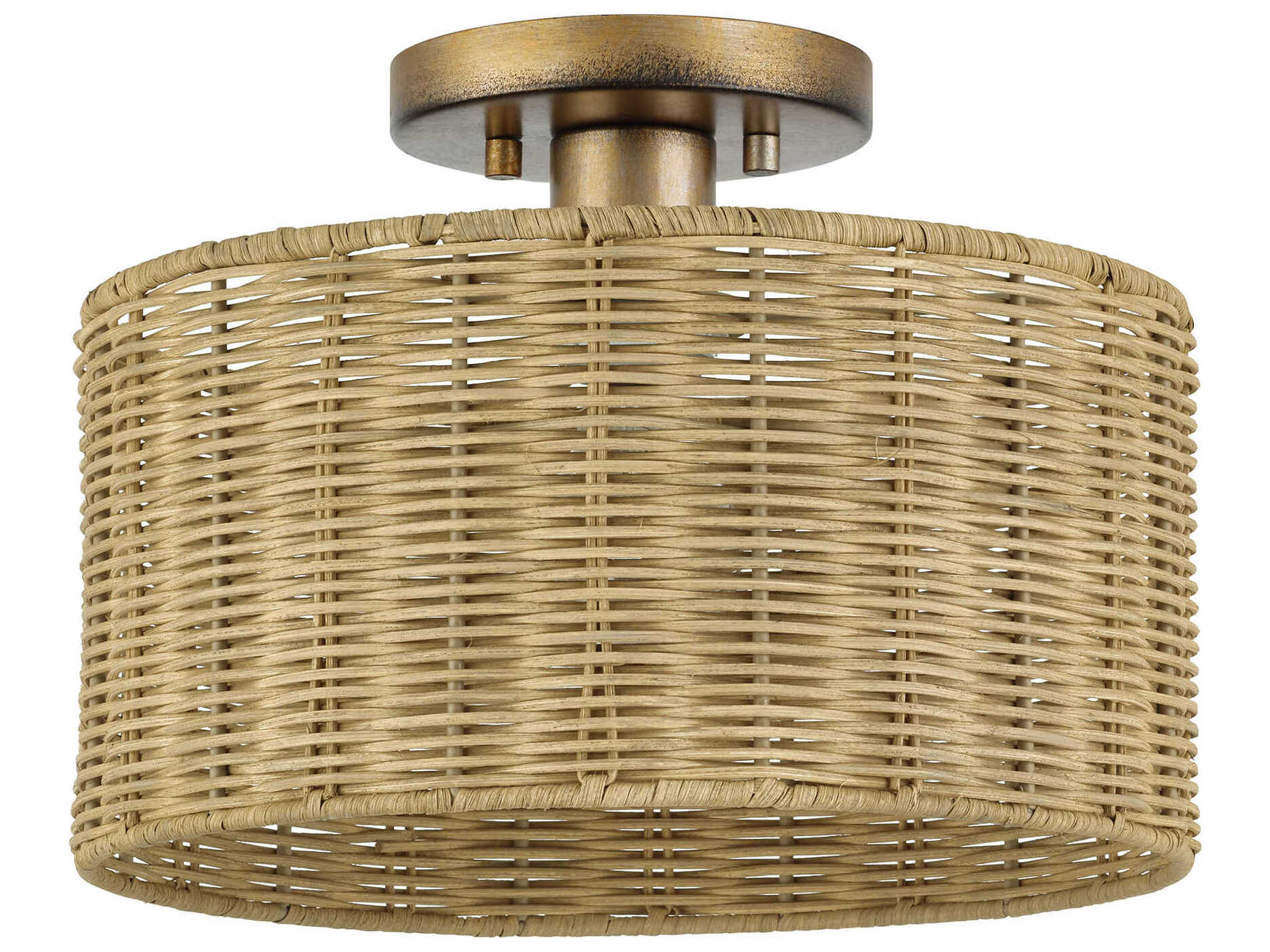 Livex Lighting Weavington 1-Light Antique Gold Leaf Drum Semi Flush Mount