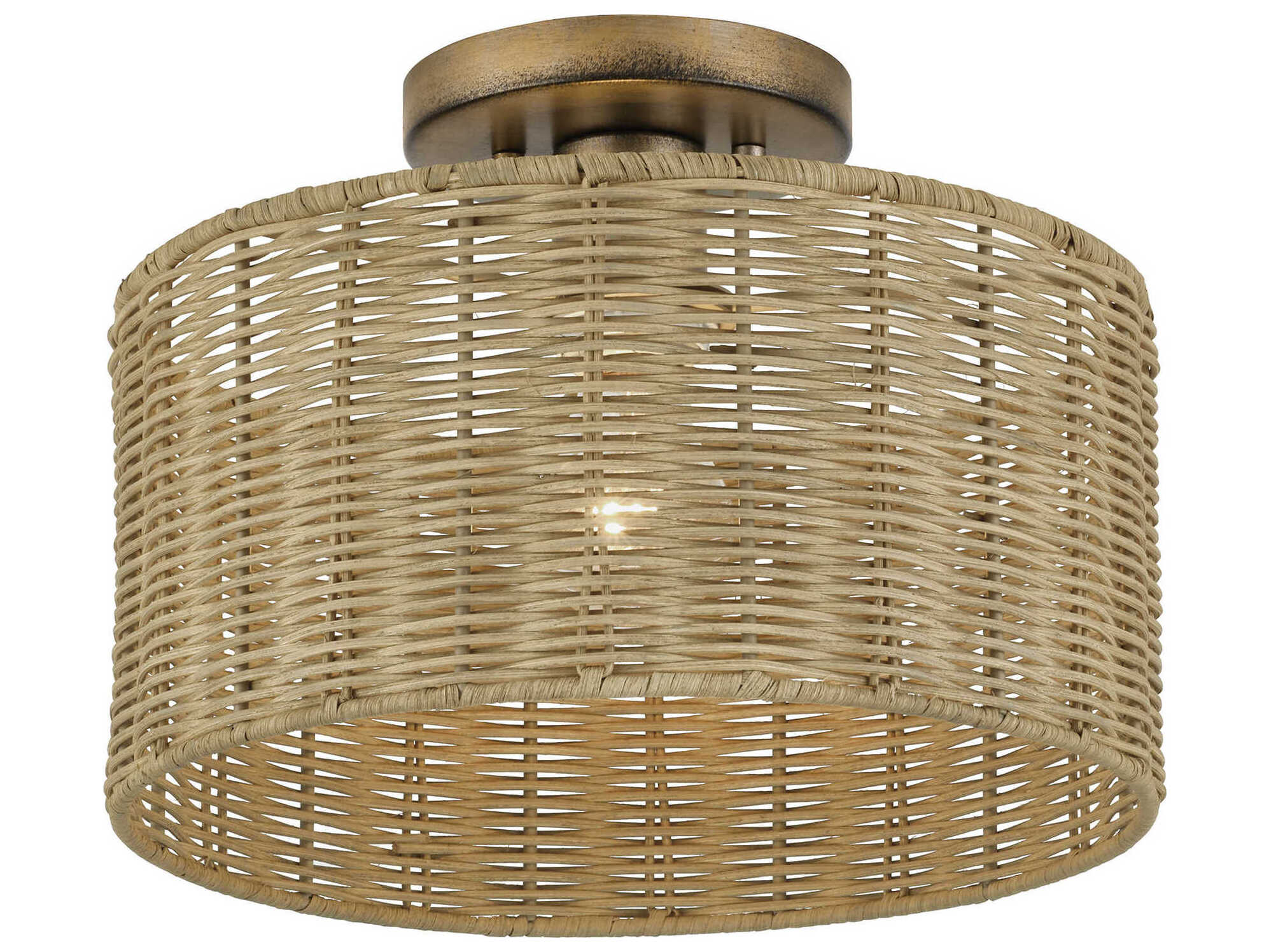 Livex Lighting Weavington 1-Light Antique Gold Leaf Drum Semi Flush Mount