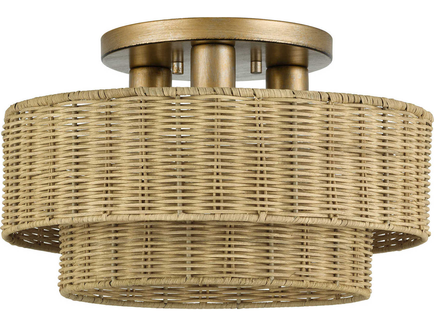 Livex Lighting Weavington 3-Light Antique Gold Leaf Drum Semi Flush Mount