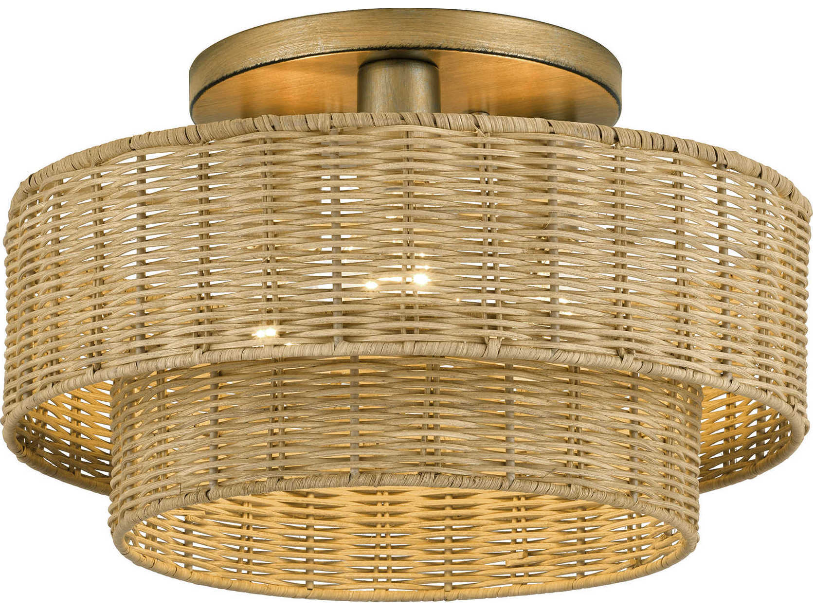 Livex Lighting Weavington 3-Light Antique Gold Leaf Drum Semi Flush Mount