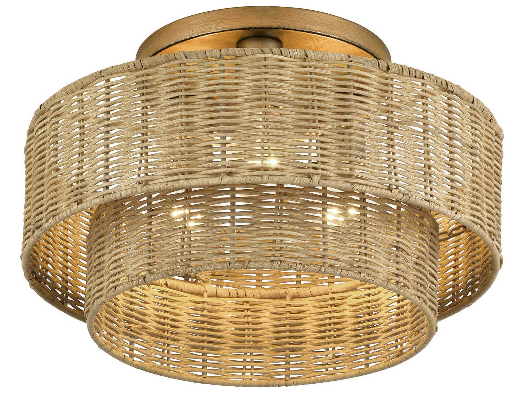 Livex Lighting Weavington 3-Light Antique Gold Leaf Drum Semi Flush Mount