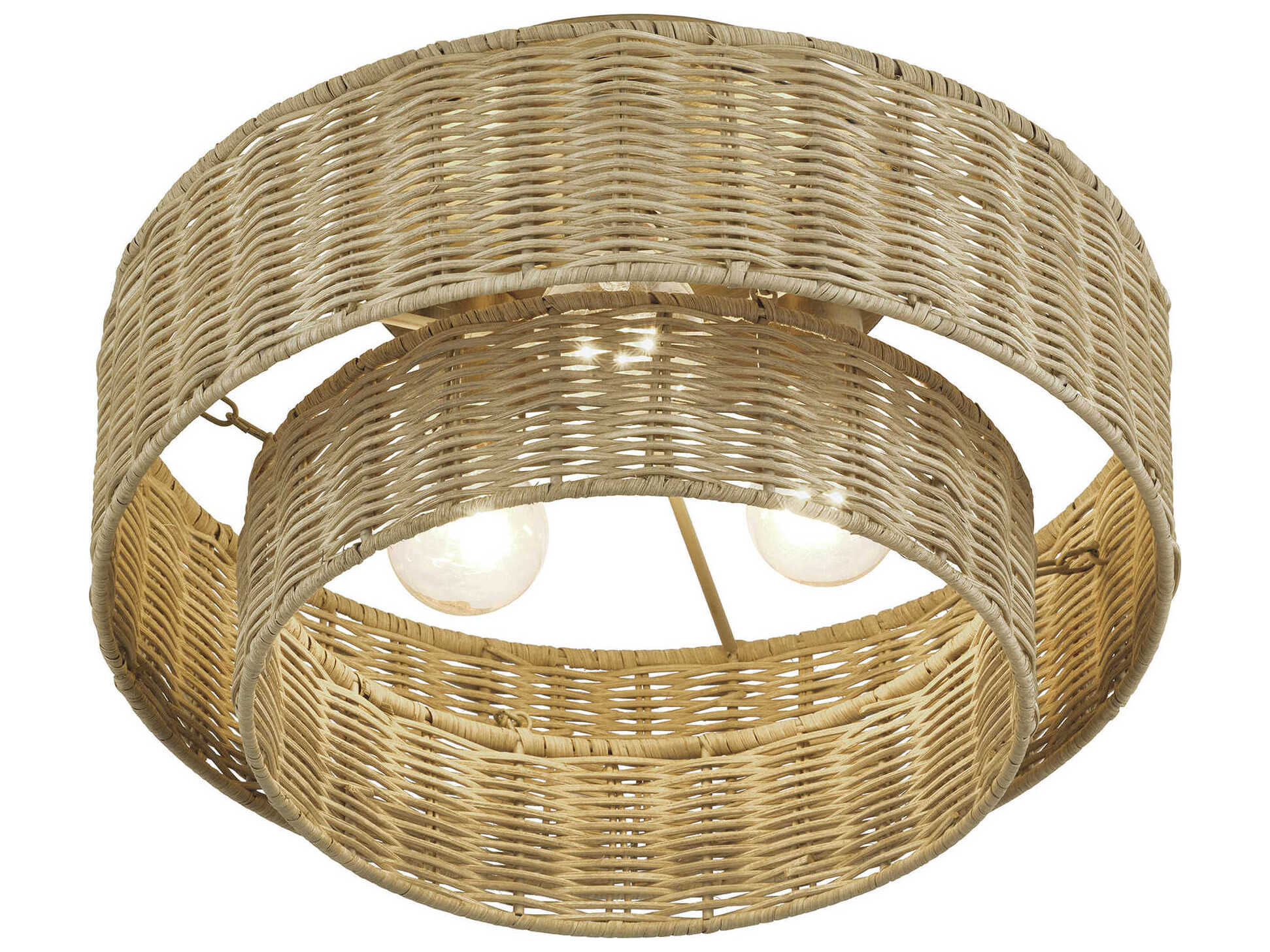 Livex Lighting Weavington 3-Light Antique Gold Leaf Drum Semi Flush Mount