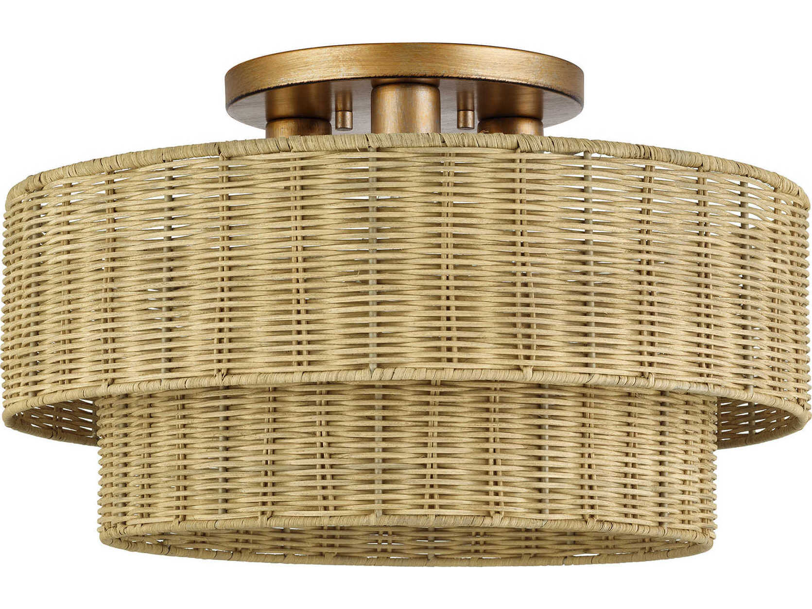 Livex Lighting Weavington 3-Light Antique Gold Leaf Drum Semi Flush Mount