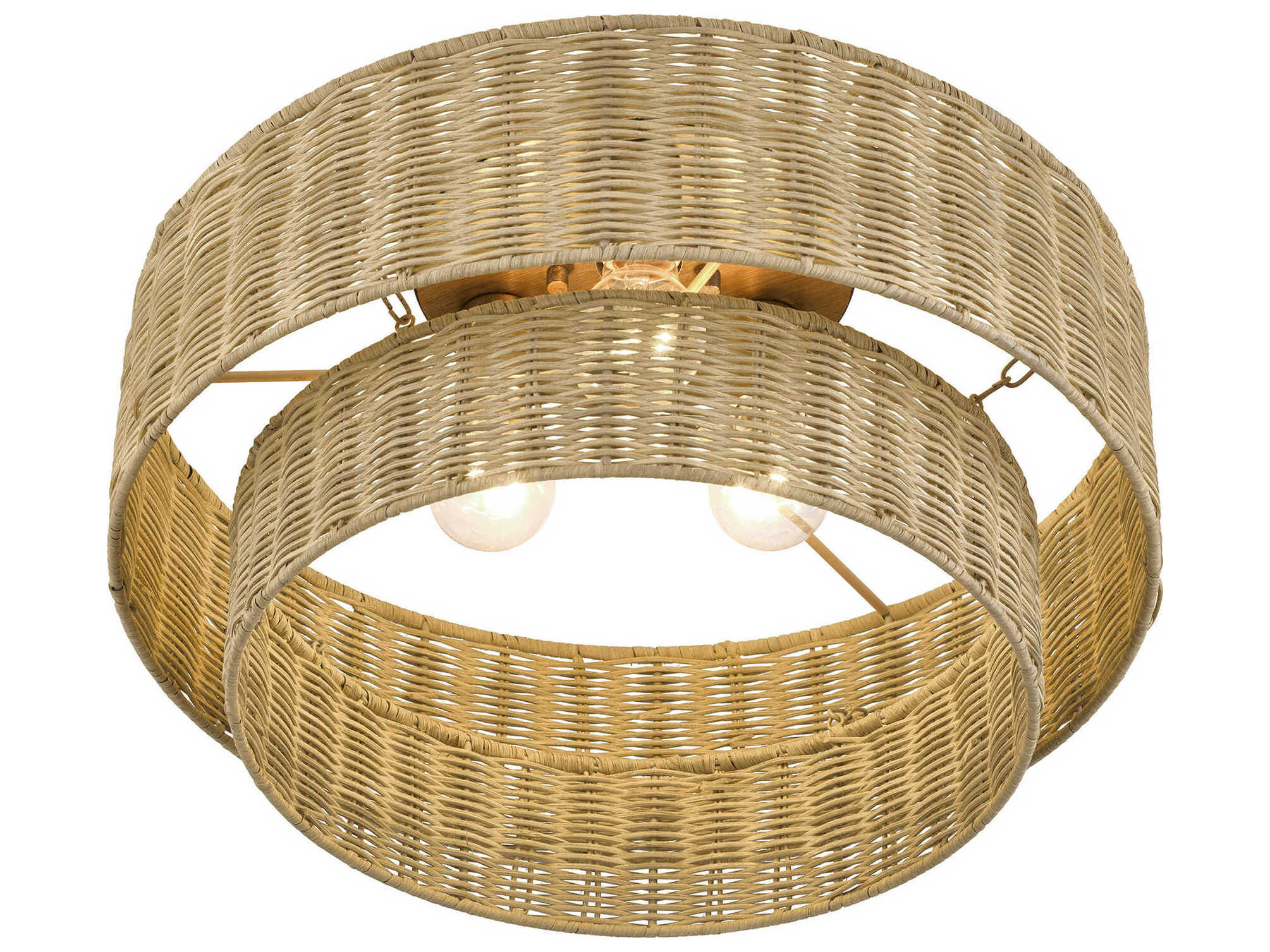 Livex Lighting Weavington 3-Light Antique Gold Leaf Drum Semi Flush Mount