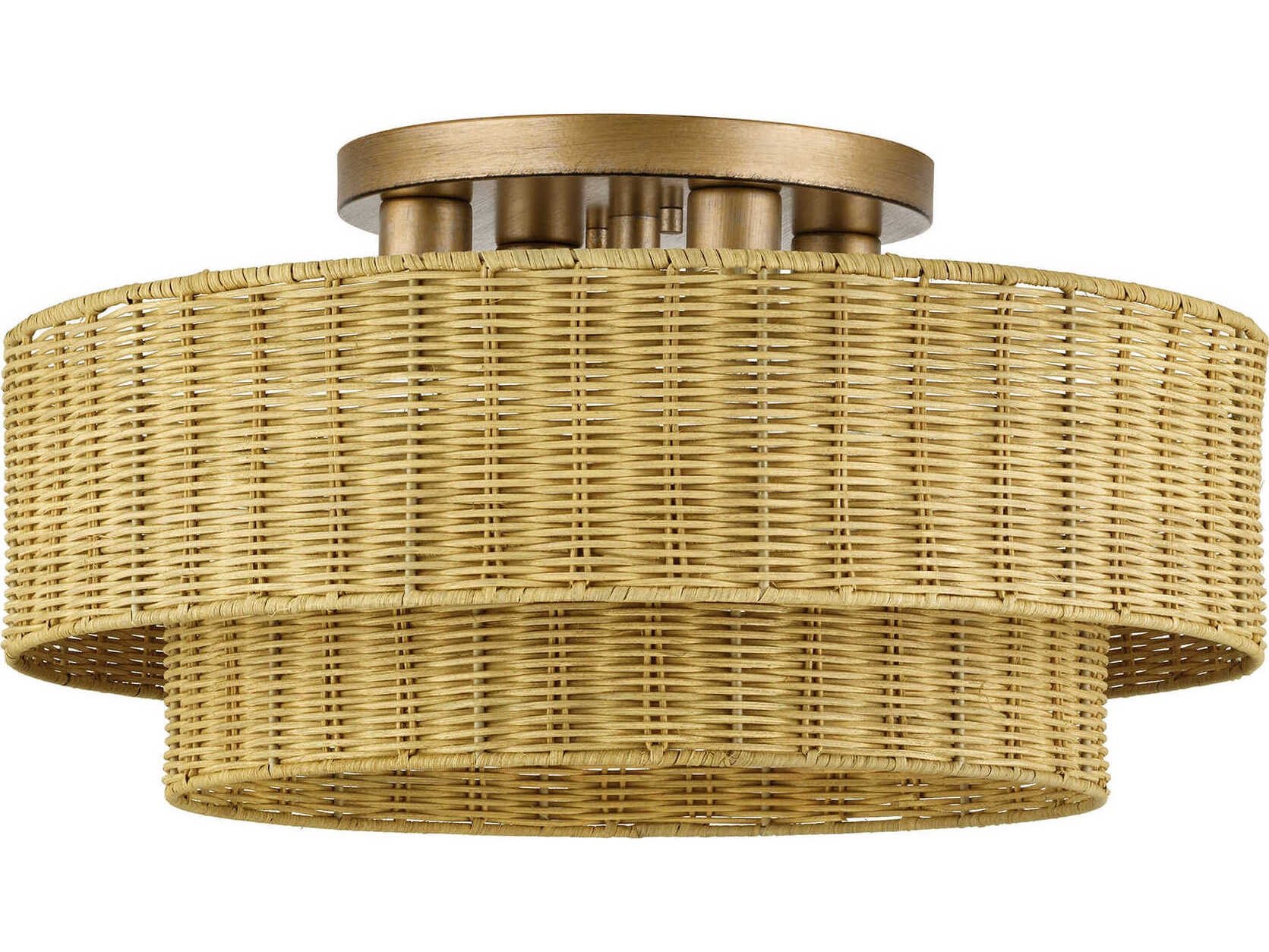 Livex Lighting Weavington 4-Light Antique Gold Leaf Drum Semi Flush Mount
