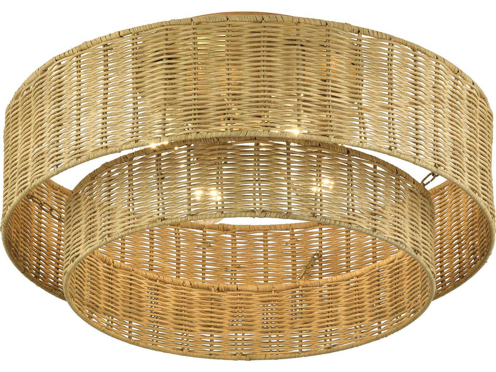 Livex Lighting Weavington 4-Light Antique Gold Leaf Drum Semi Flush Mount