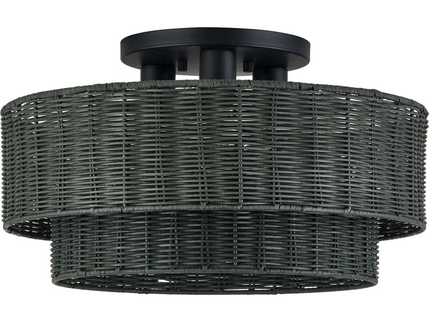 Livex Lighting Weavington 3-Light Black Drum Semi Flush Mount