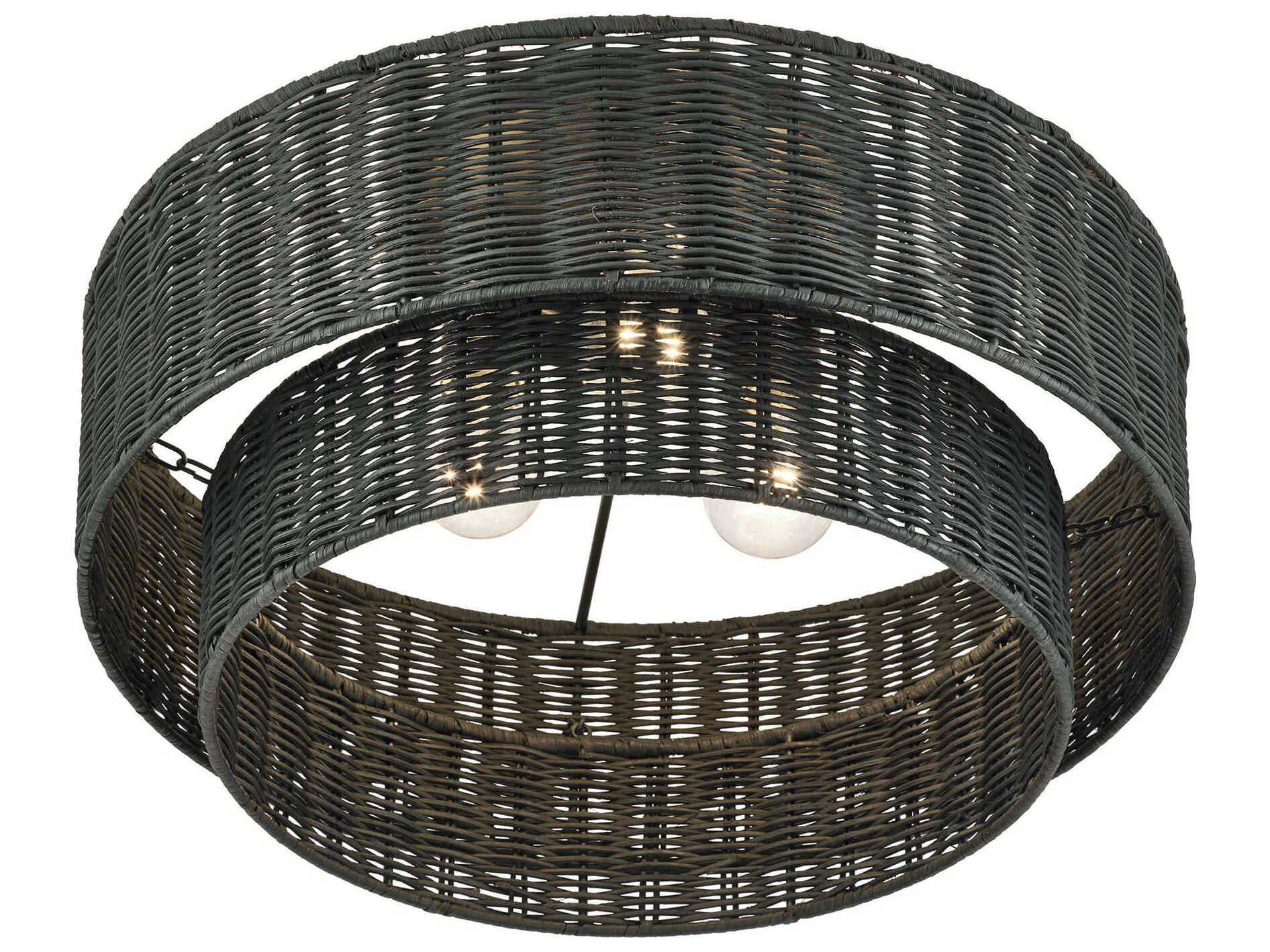 Livex Lighting Weavington 3-Light Black Drum Semi Flush Mount