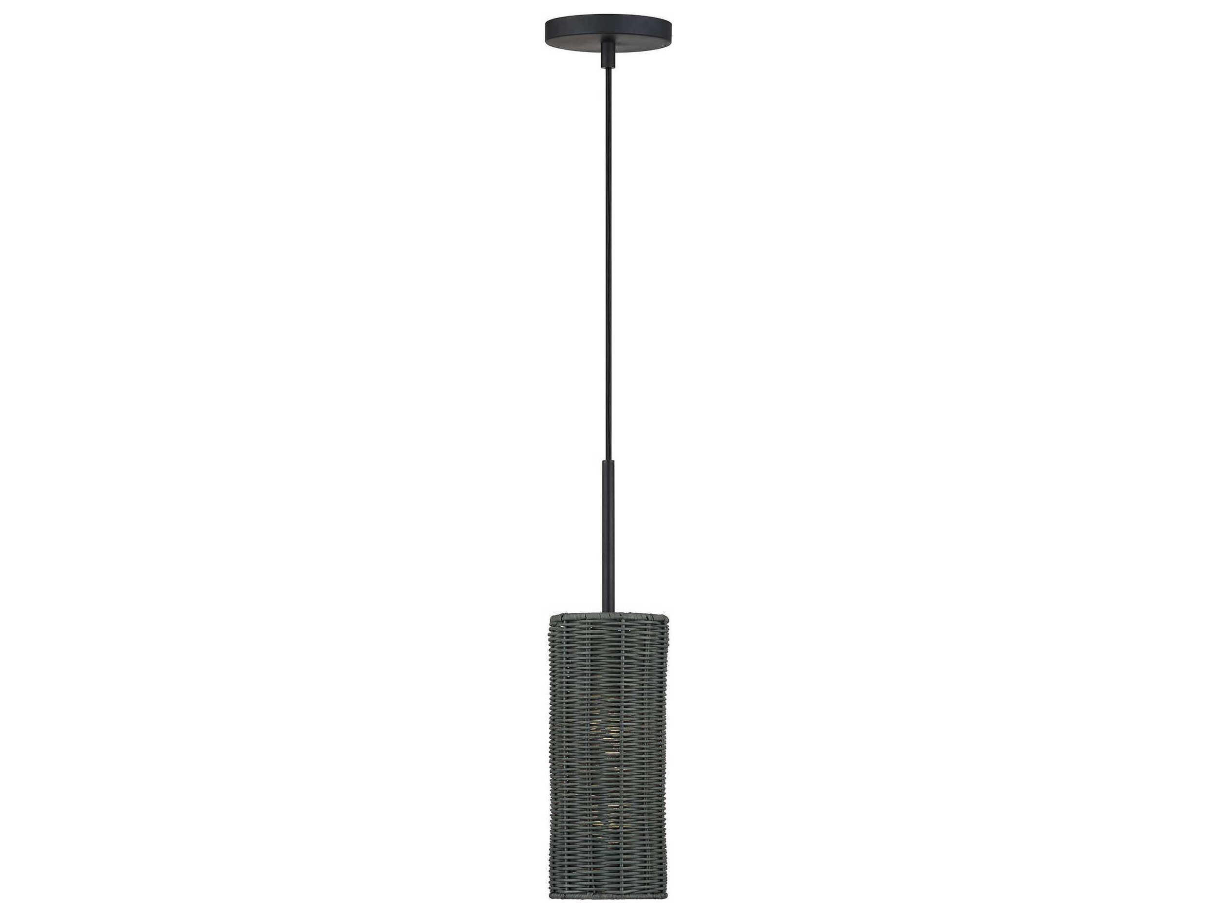 Livex Lighting Weavington 1-Light Black Cylinder Mini Pendant