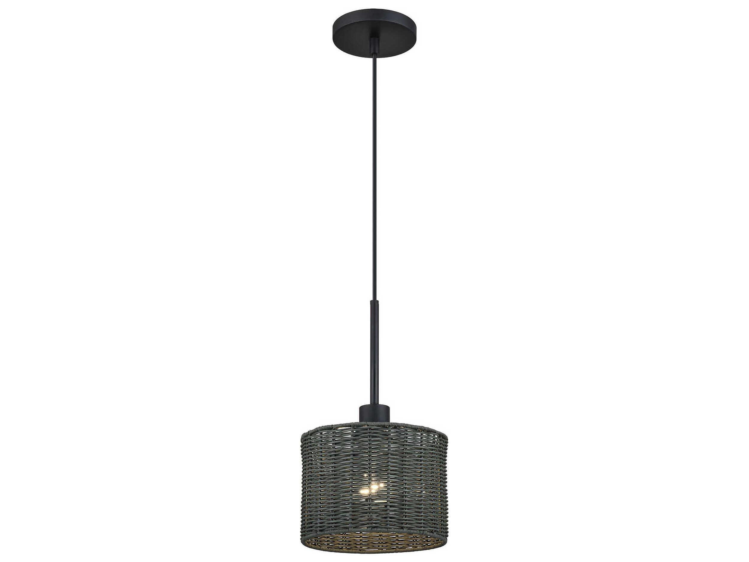 Livex Lighting Weavington 1-Light Black Drum Mini Pendant