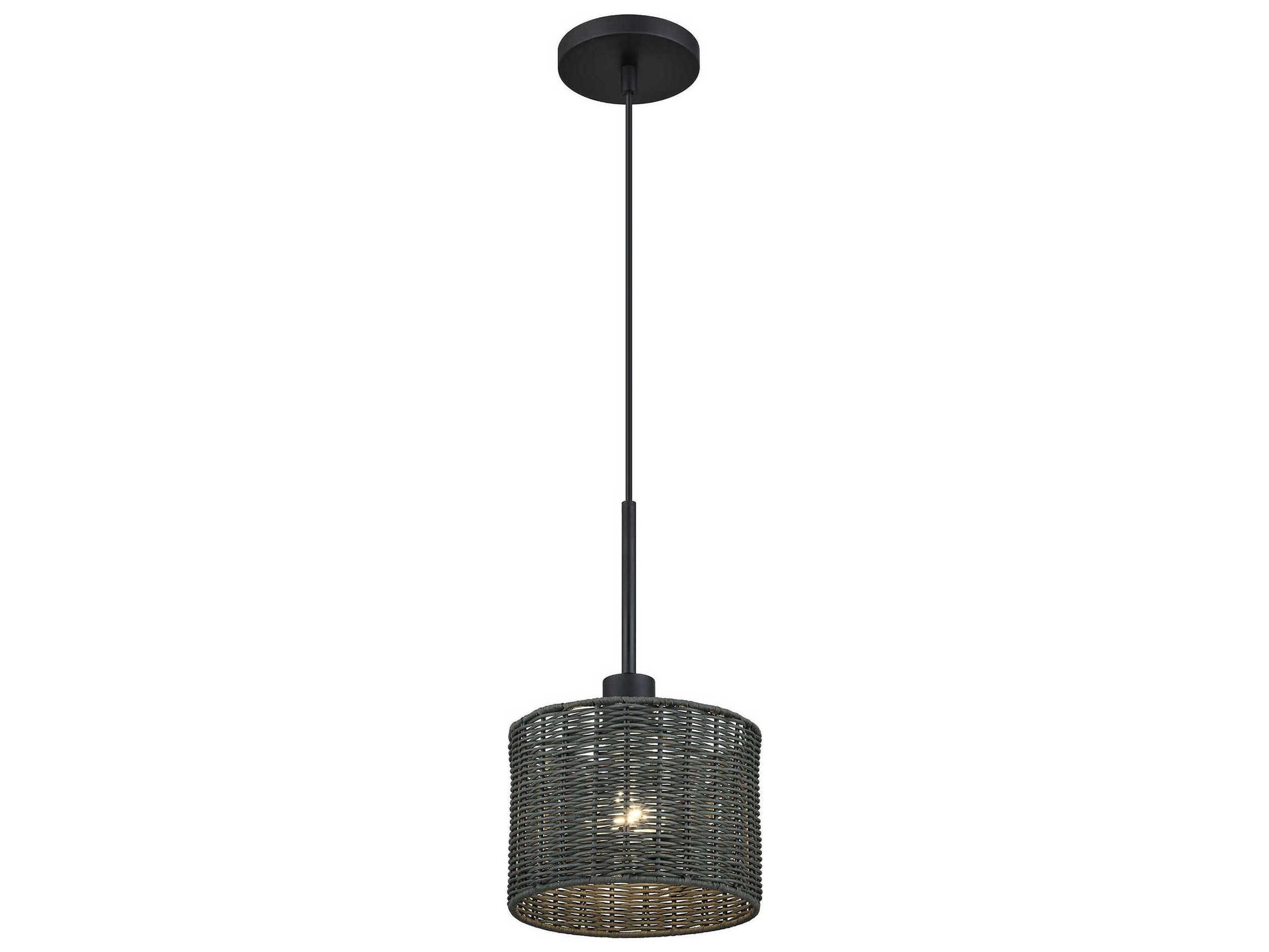 Livex Lighting Weavington 1-Light Black Drum Mini Pendant