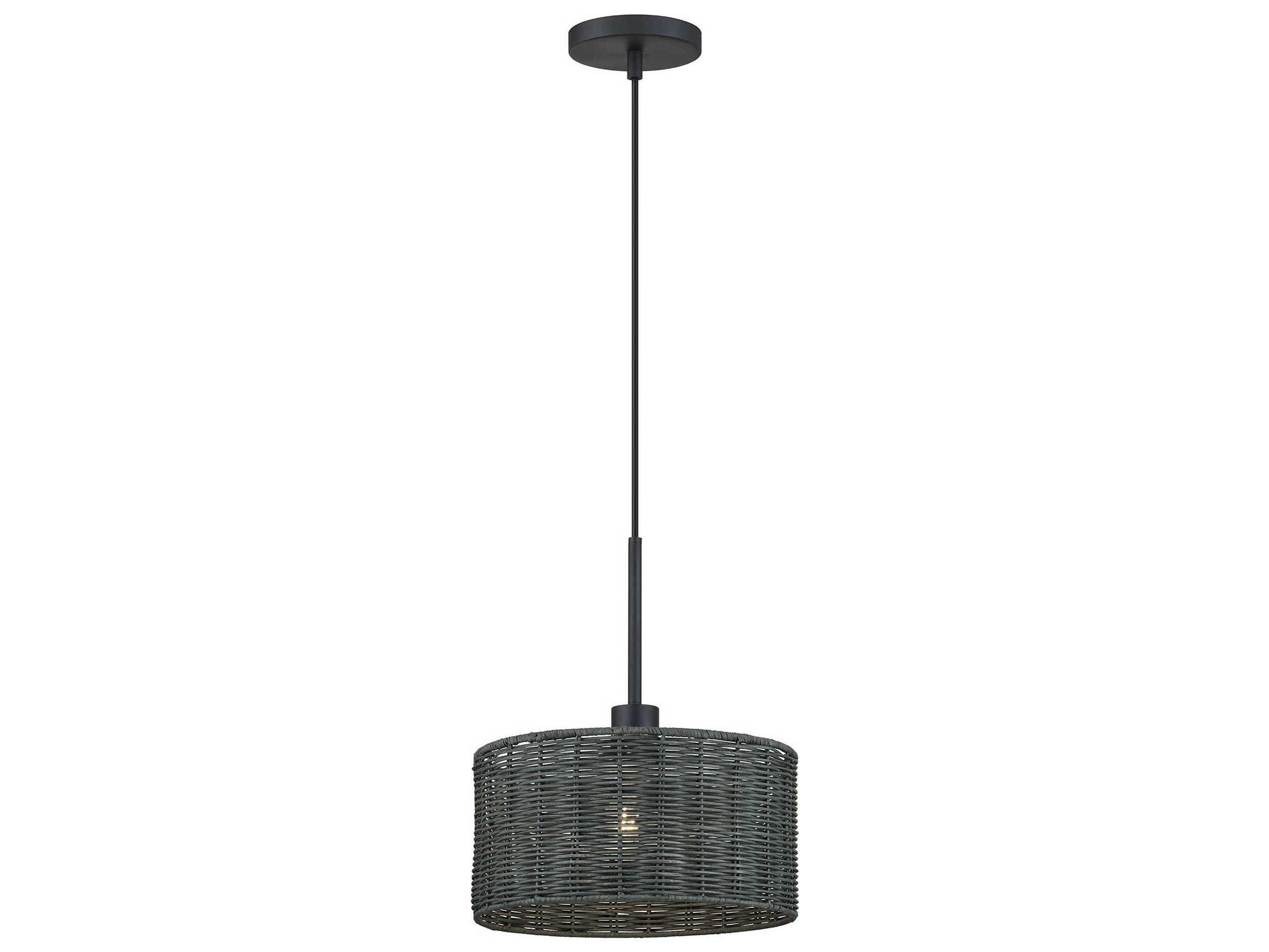 Livex Lighting Weavington 1-Light Black Drum Mini Pendant